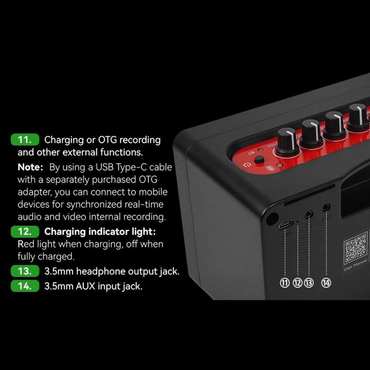 M-VAVE SP100 Portable Rechargable 10W Electric Guitar Amplifier w/ 9 Tones, 6 Effects & Bluetooth