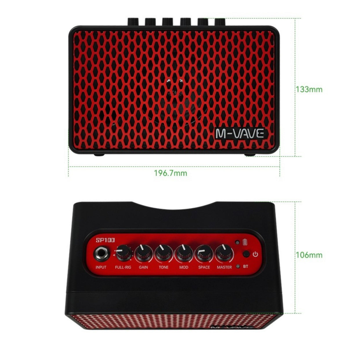 M-VAVE SP100 Portable Rechargable 10W Electric Guitar Amplifier w/ 9 Tones, 6 Effects & Bluetooth