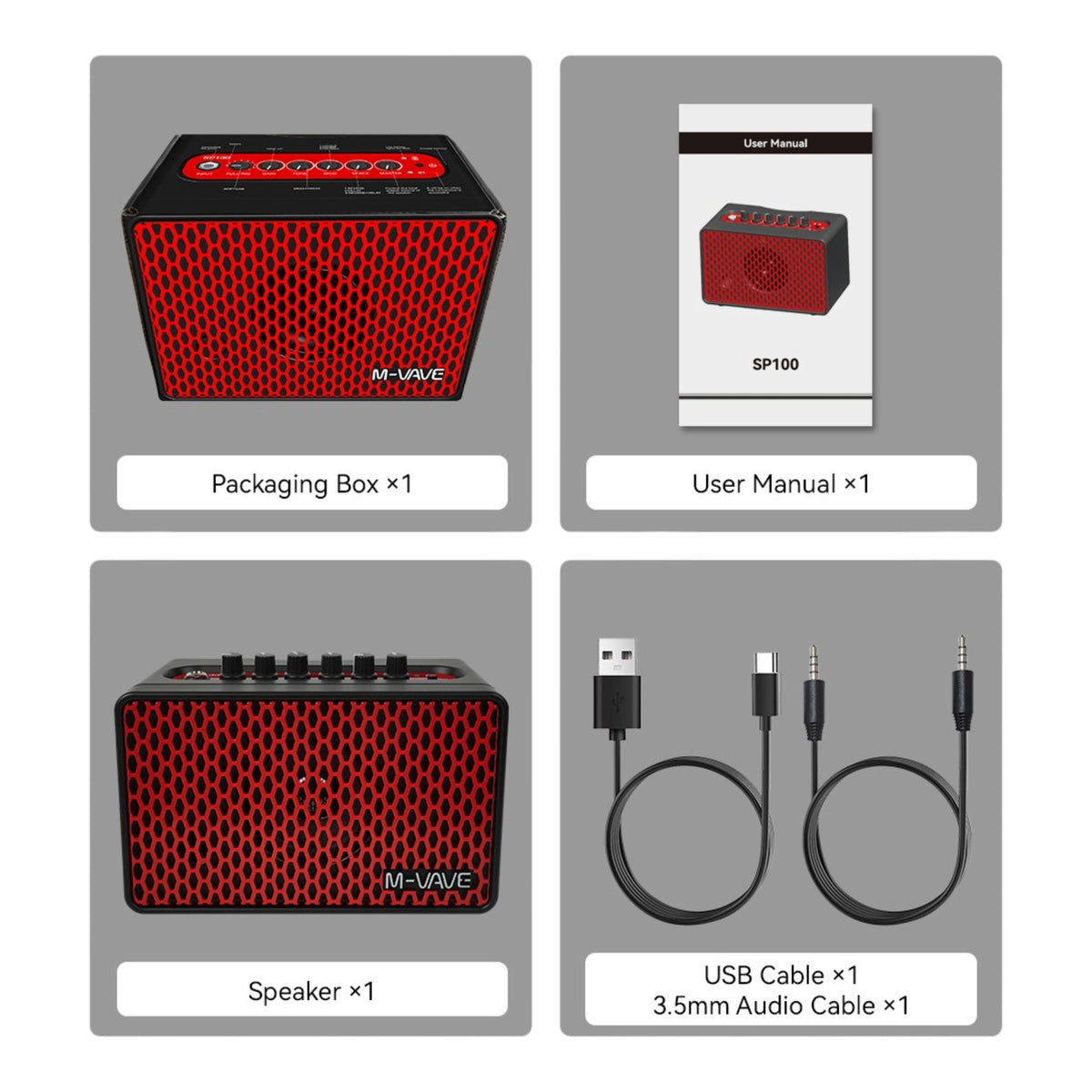 M-VAVE SP100 Portable Rechargable 10W Electric Guitar Amplifier w/ 9 Tones, 6 Effects & Bluetooth