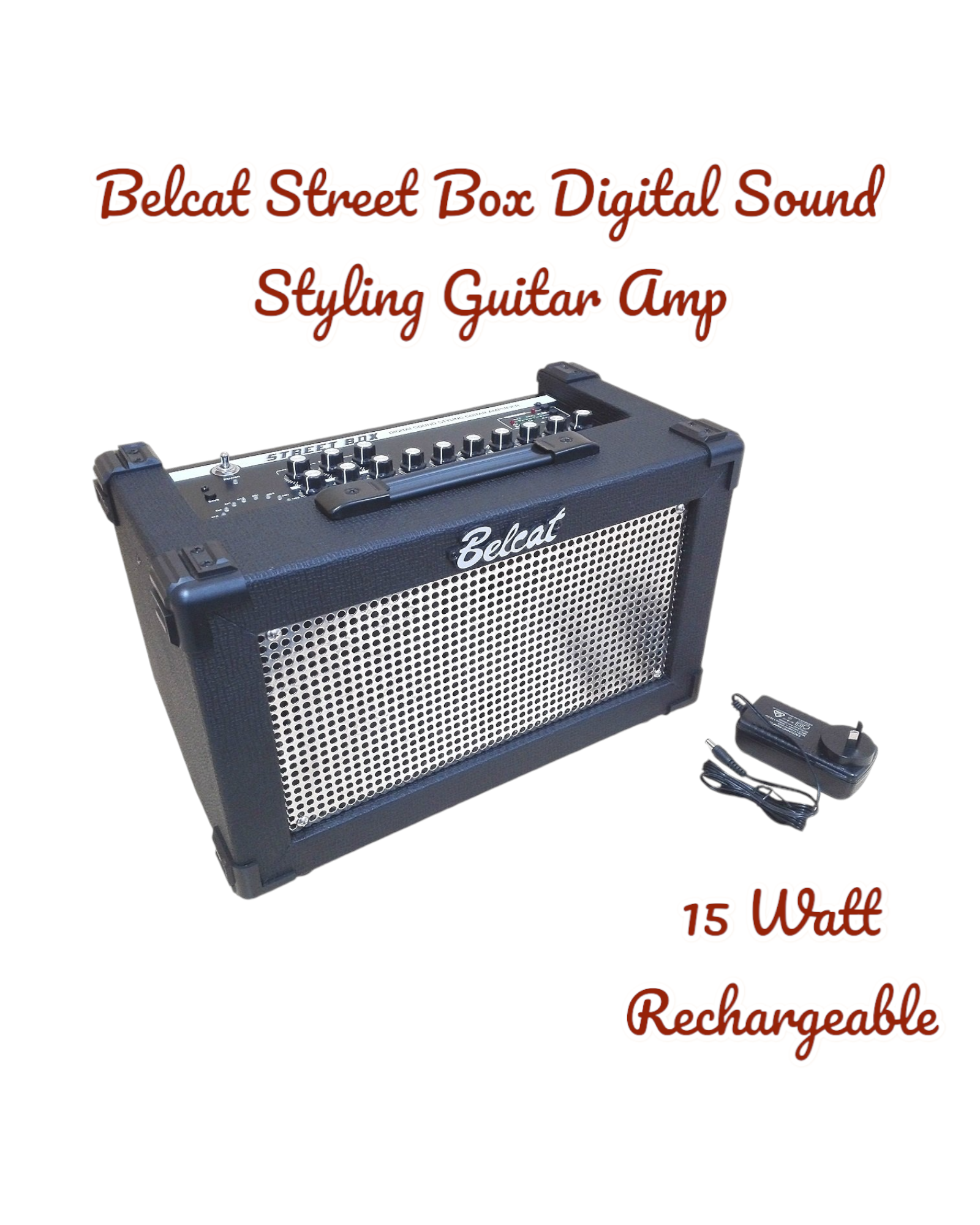 Belcat STREETBOX 15W Rechargeable Guitar Amplifier, Mic, Reverb, Delay, Chorus, Tremolo