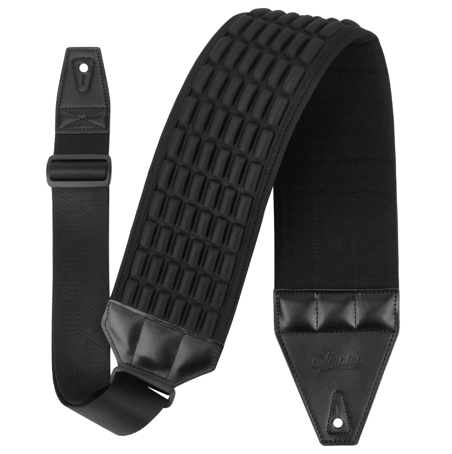 AMUMU AIRAFT™ 4" Air Cell Padded Bass & Guitar Strap - Black