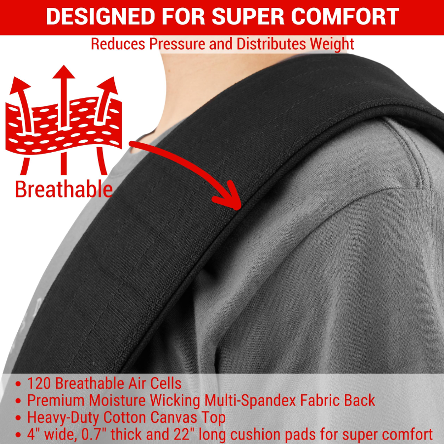 AMUMU AIRAFT™ 4" Air Cell Padded Bass & Guitar Strap - Black