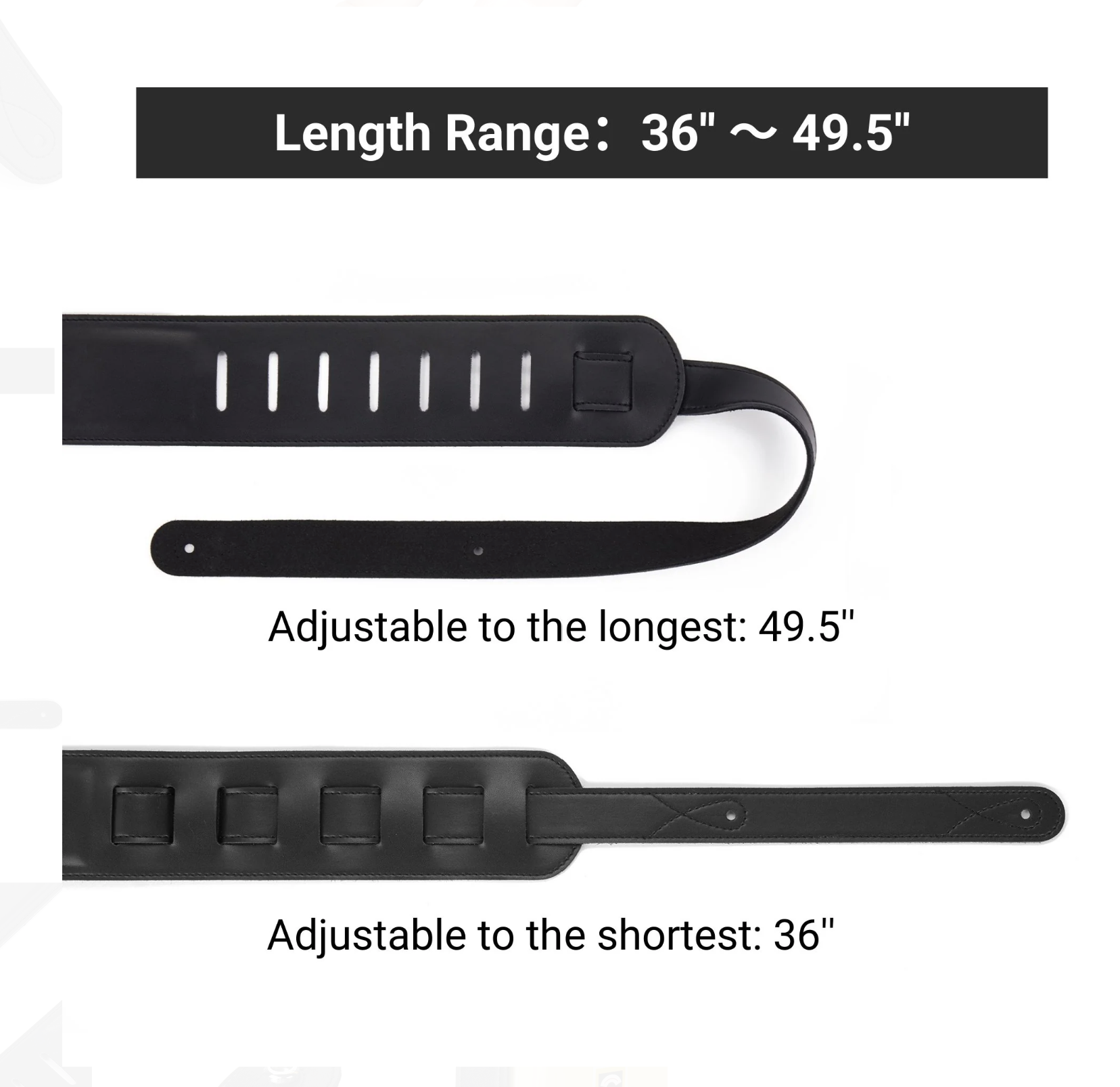 Amumu ML01BK Microfiber Leather Guitar Strap