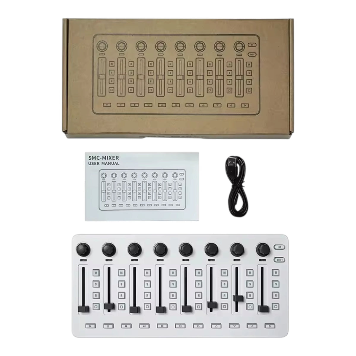 M-VAVE SMCMIXER Wireless DAW MIDI Control Surface w/ 8 Touch-Sensitive Faders, 8 Rotary Encoders & 43 Assignable Buttons