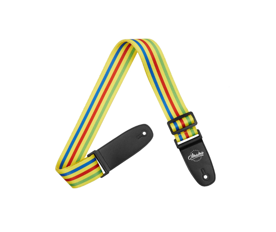 Amumu PC02P Stripe Guitar Strap Yellow Polyester Cotton