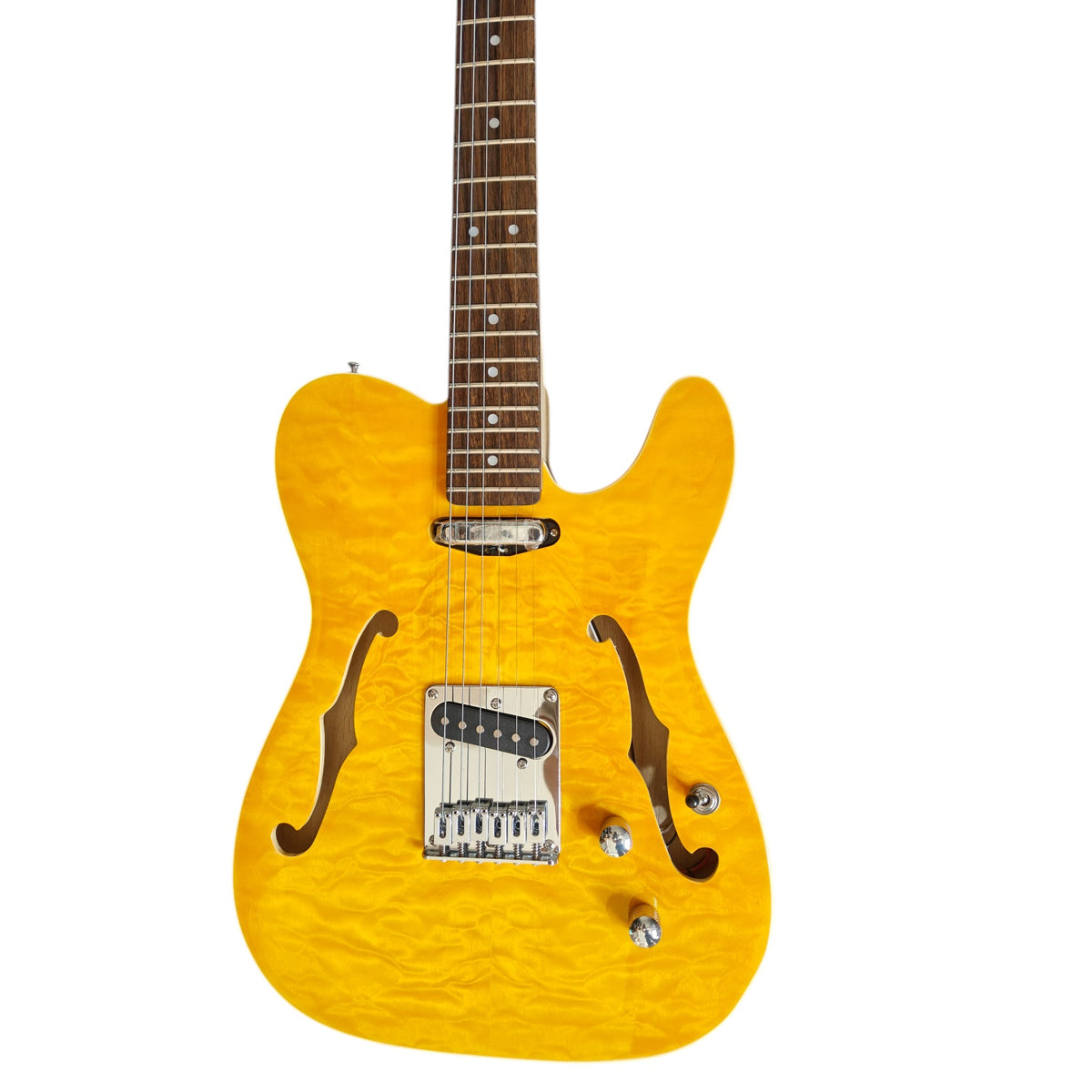 Pre-Order – Estimated Late Oct 2026 | Haze TL190 Quilted Natural Semi-Hollow Lightweight Electric Guitar with Single-Coil Pickups