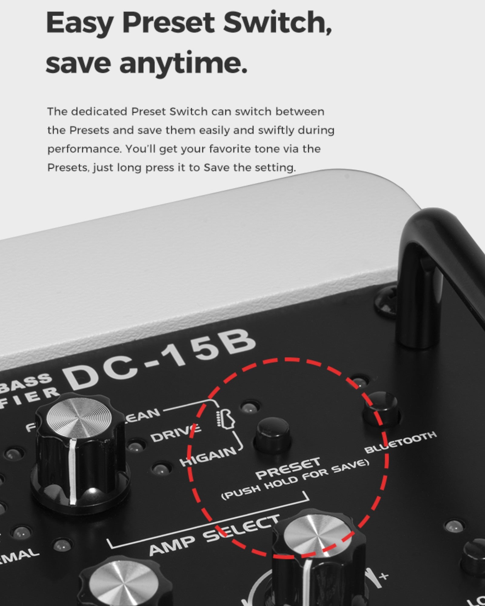 Joyo 15W Portable Digital Amp for Bass Guitar w/ Built-In Effects & Drum Machine - DC15B