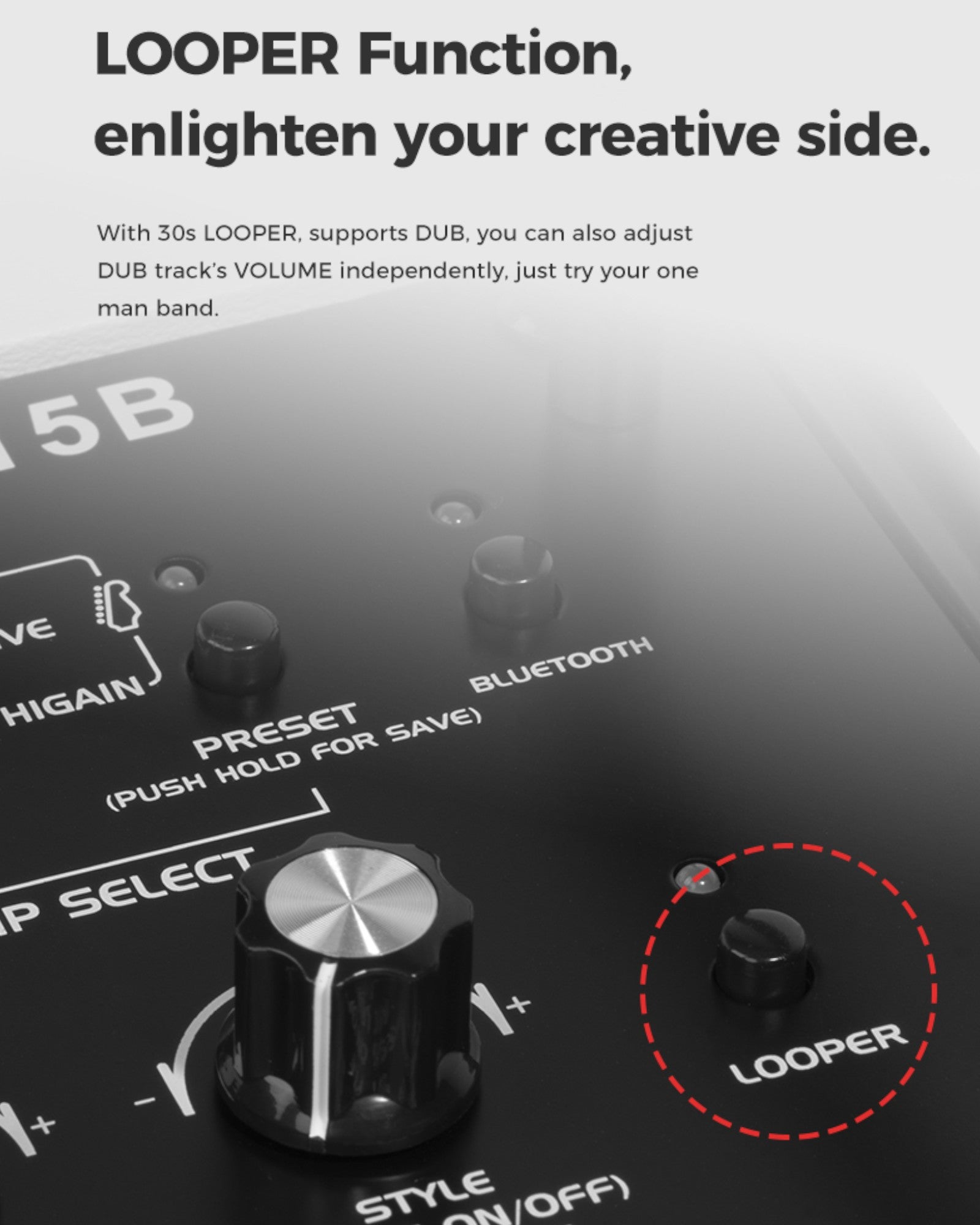 Joyo 15W Portable Digital Amp for Bass Guitar w/ Built-In Effects & Drum Machine - DC15B