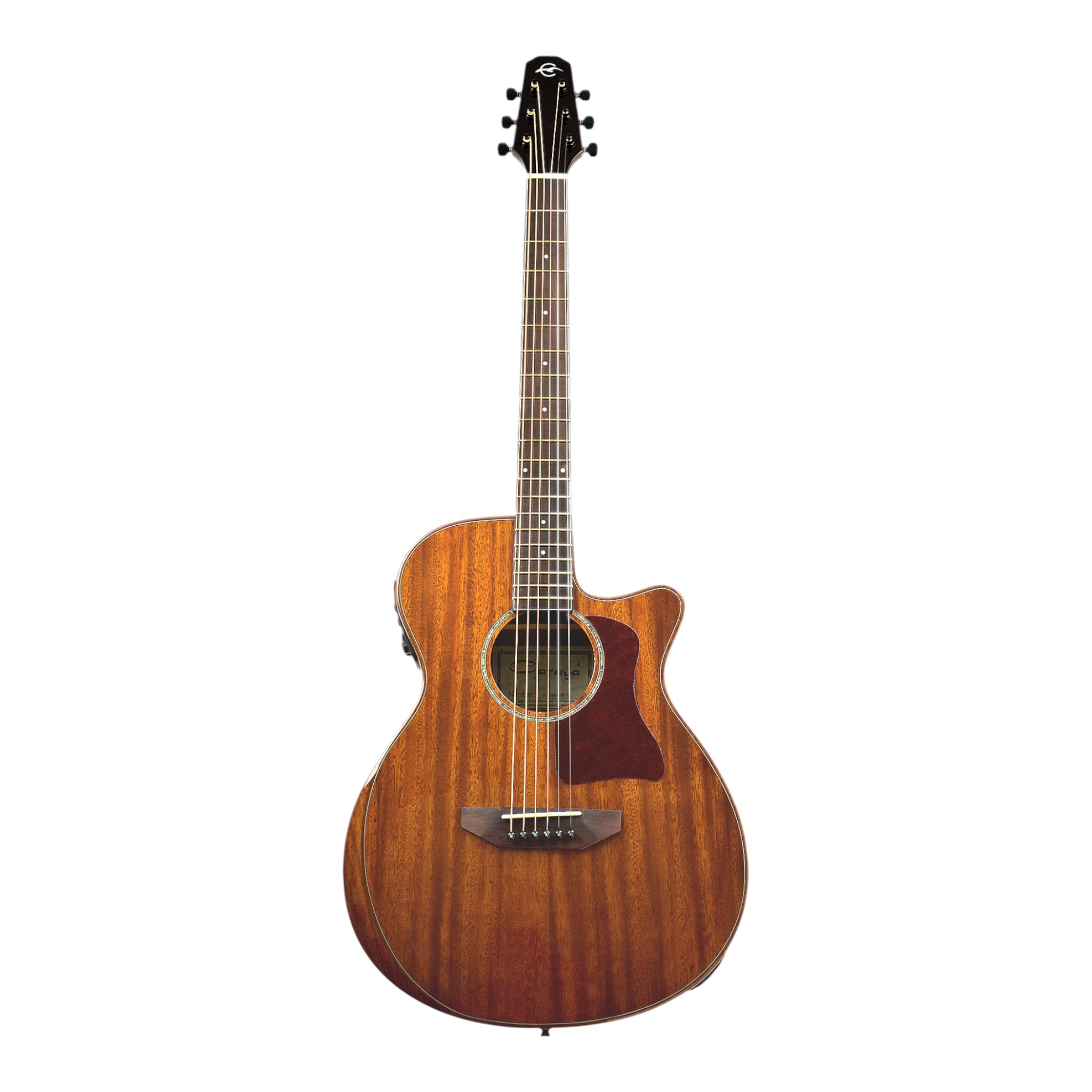 Caraya A2016ARSMT40"/41" Solid Mahogany Beveled Armrest Built-In Pickup/Tuner Acoustic Guitar - Natural