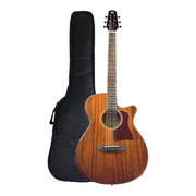 Caraya A2016ARSMT40"/41" Solid Mahogany Beveled Armrest Built-In Pickup/Tuner Acoustic Guitar - Natural