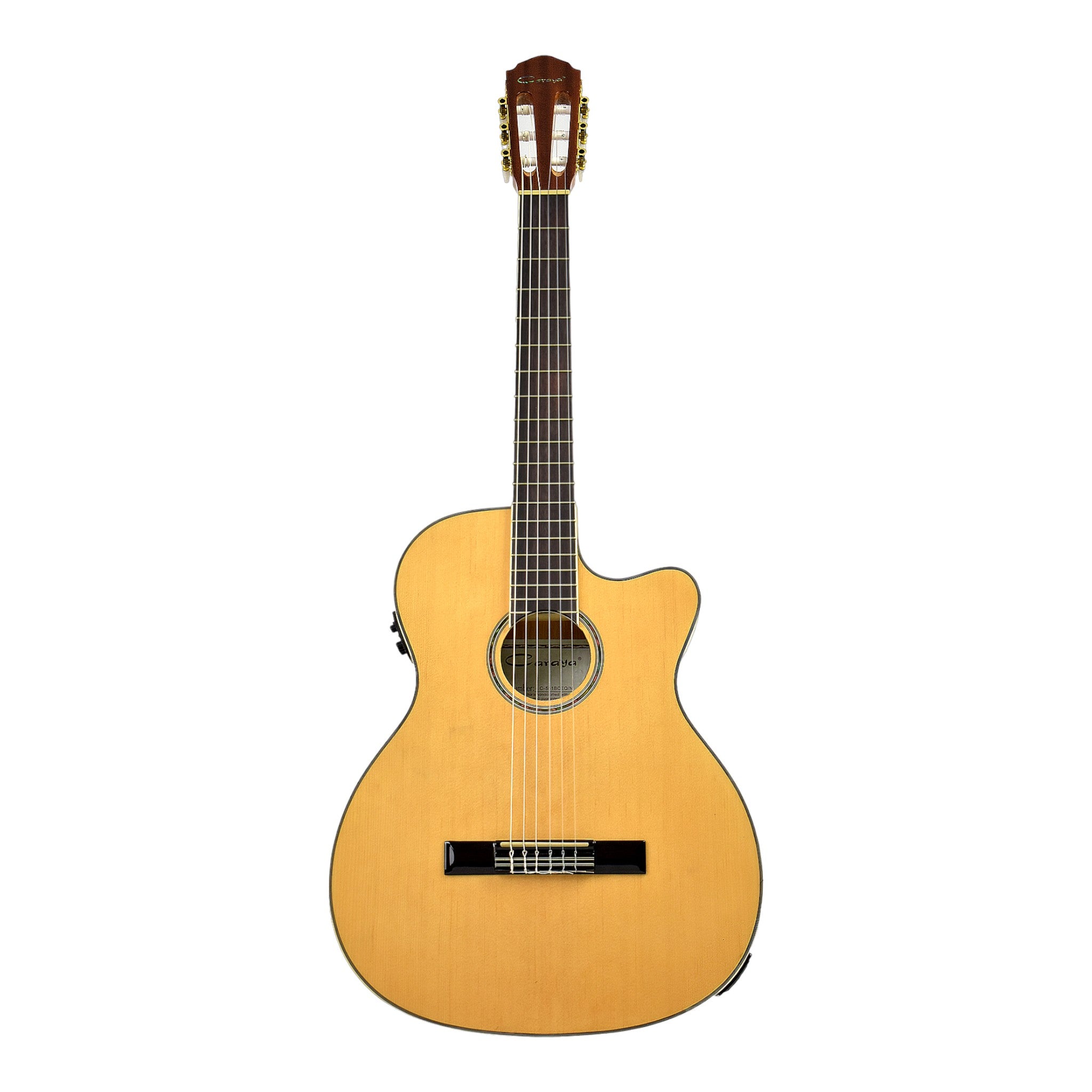 Caraya Spruce Thin-Body Cutaway Built-In Pickup/Tuner Classical Guitar - Natural C551BCEQN