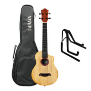 Caraya Solid Carved Paulownia Body Tenor Ukulele w/ Purpleheart Waterfall Soundhole - GAT50 + Stand