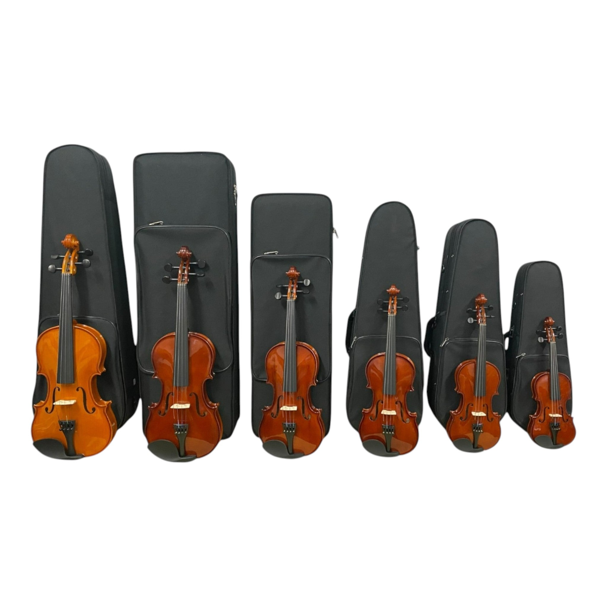 Caraya MV001 Solid Spruce Top 4/4 to 1/16 Size Violin Outfit in Natural Gloss - Beginner Bundle (MV001PK2)