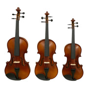 Caraya MV001VT Solid Spruce Top 4/4 3/4 1/2 Size Violin Outfit in Vintage Polish w/ Foam Case, Bow, and Rosin