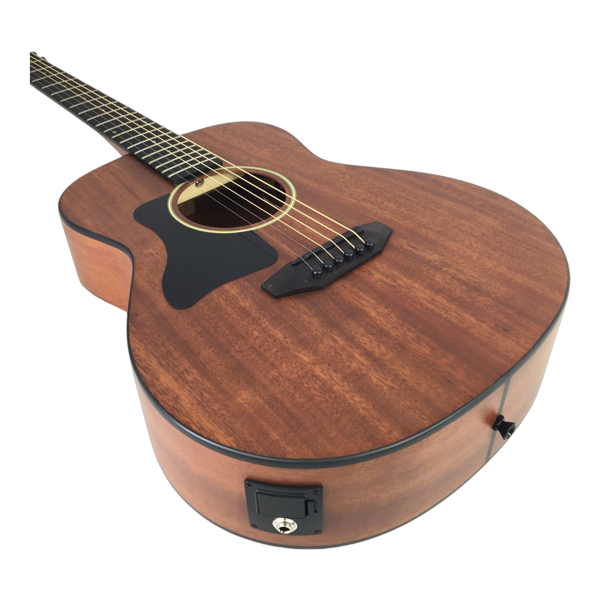 Caraya P304111SEQLH Left-Handed 3/4 Traveller Solid Mahogany Acoustic Guitar w/ Built-In Tuner, Pickup & Padded Bag