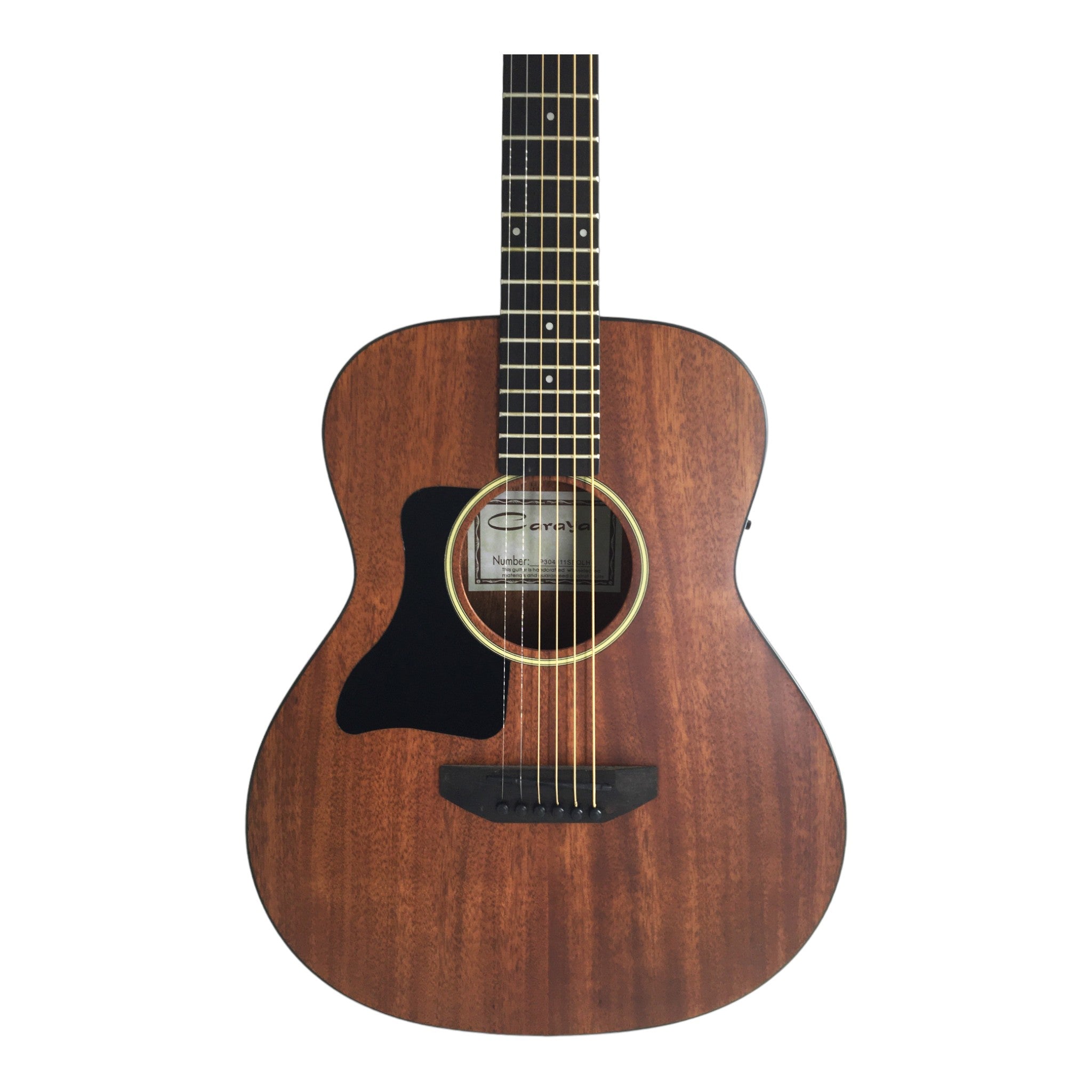Caraya P304111SEQLH Left-Handed 3/4 Traveller Solid Mahogany Acoustic Guitar w/ Built-In Tuner, Pickup & Padded Bag