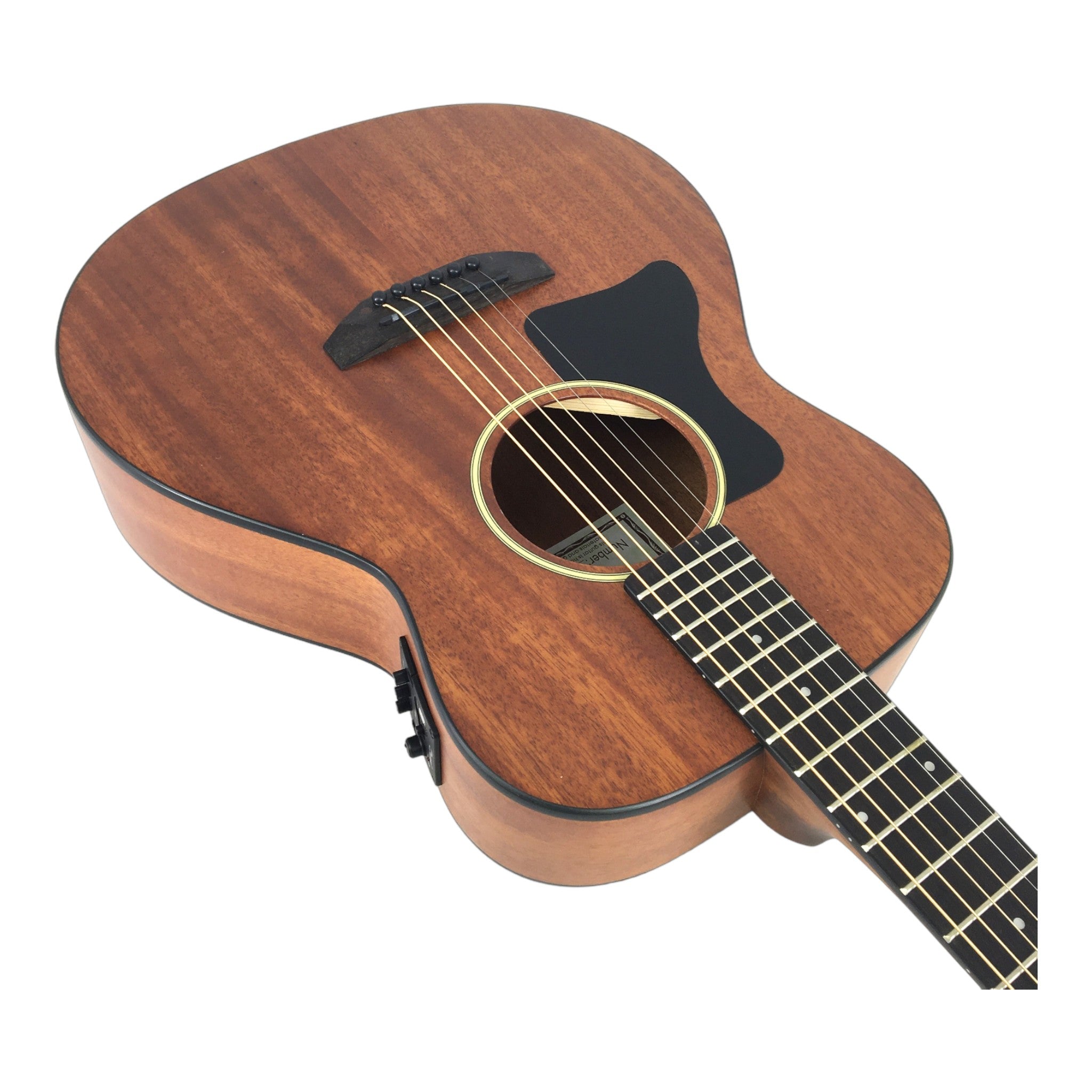 Caraya P304111SEQLH Left-Handed 3/4 Traveller Solid Mahogany Acoustic Guitar w/ Built-In Tuner, Pickup & Padded Bag