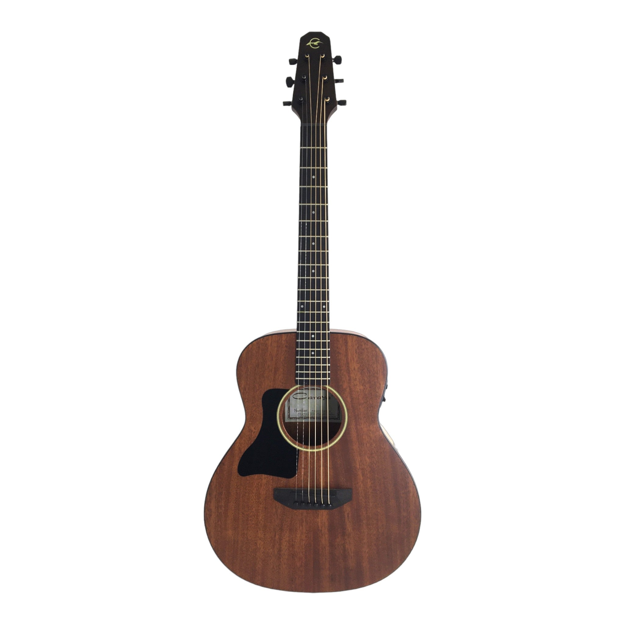 Caraya P304111SEQLH Left-Handed 3/4 Traveller Solid Mahogany Acoustic Guitar w/ Built-In Tuner, Pickup & Padded Bag