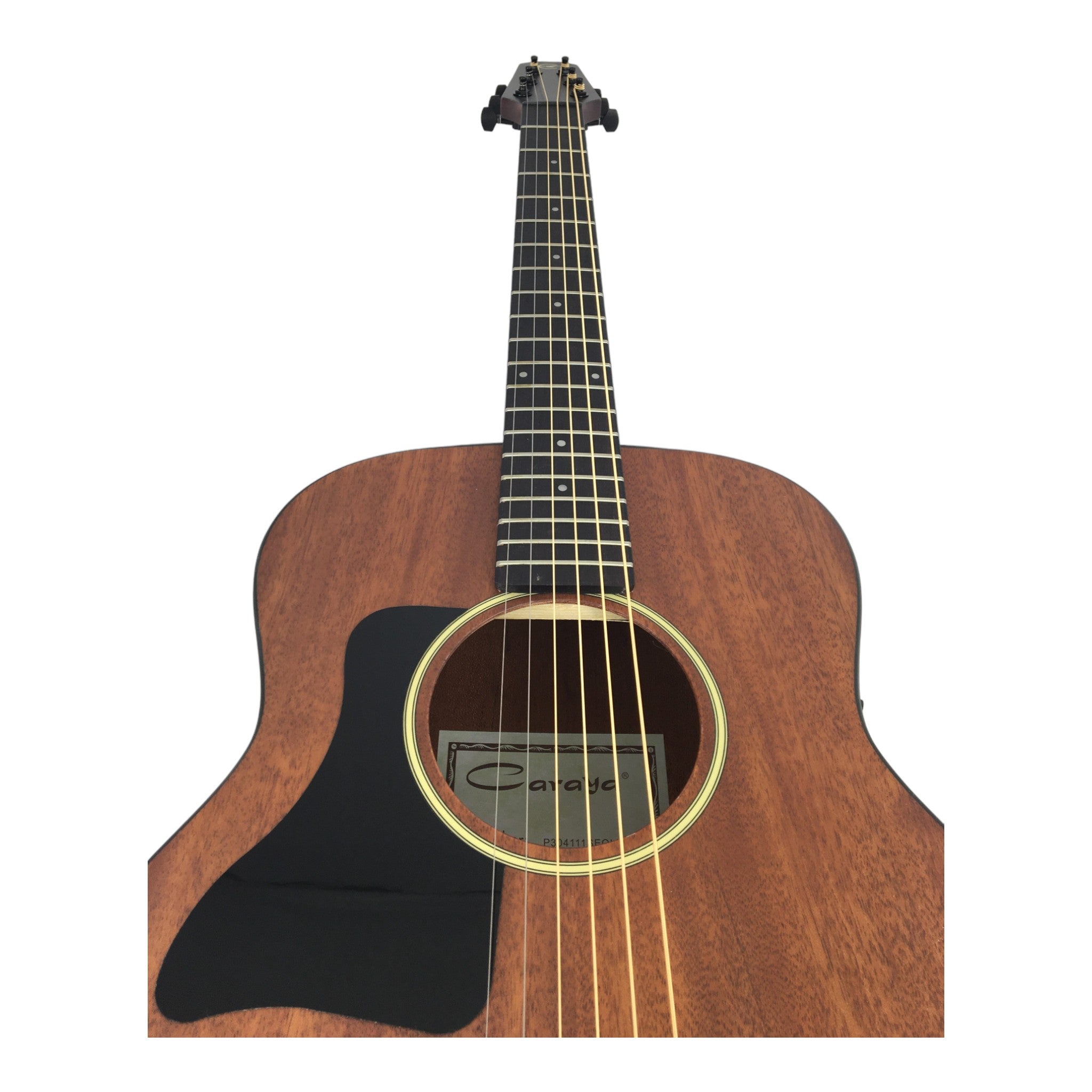 Caraya P304111SEQLH Left-Handed 3/4 Traveller Solid Mahogany Acoustic Guitar w/ Built-In Tuner, Pickup & Padded Bag