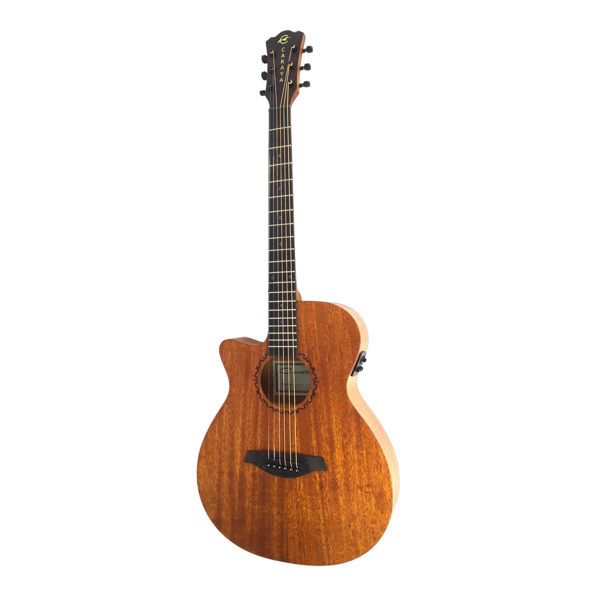 Caraya SAFAIR40CEQLH Left-Handed Thin-Body Built-In Pickups/Tuner Acoustic Guitar - Natural + 10W Amp. (Optional)