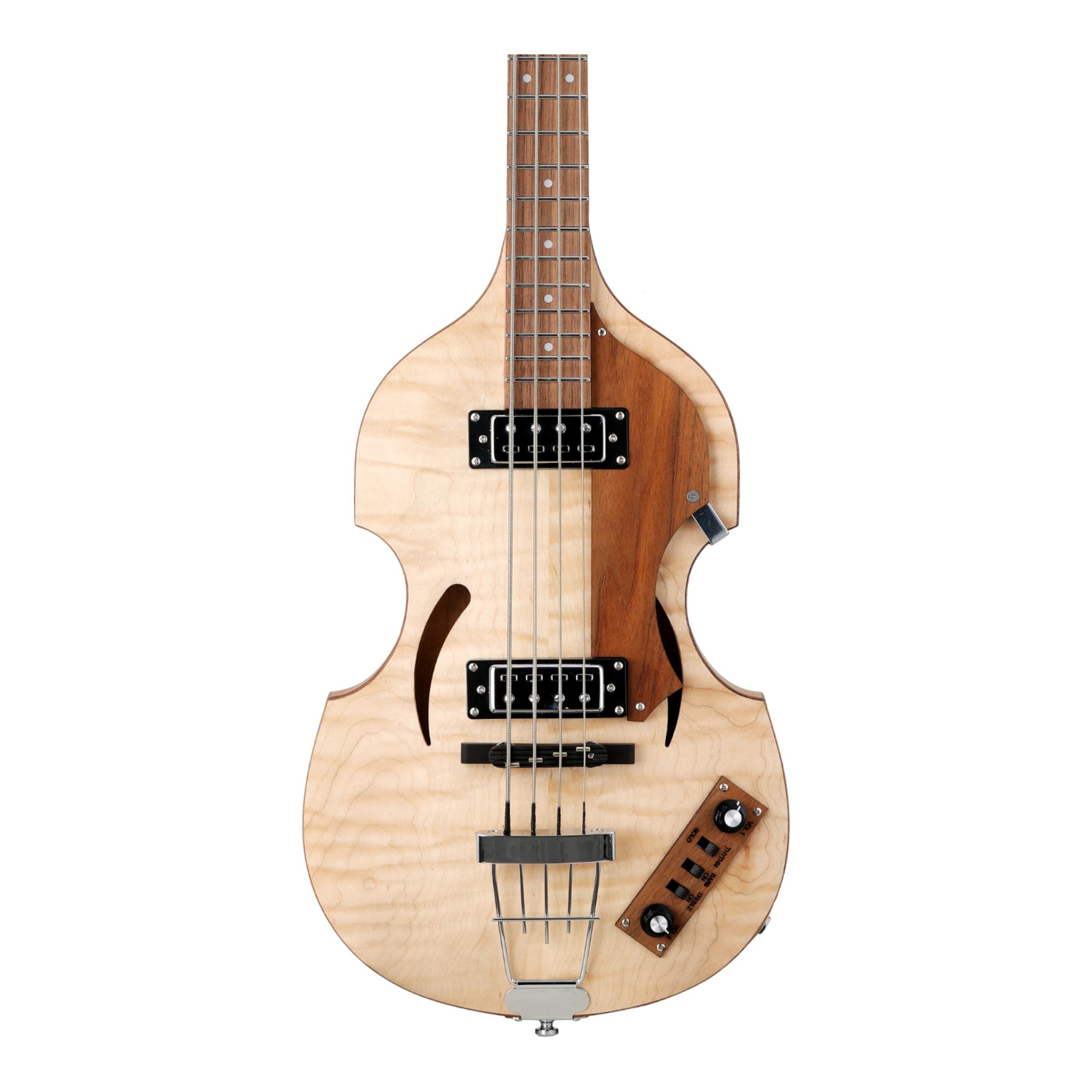 Caraya Flamed Maple 4-String Semi-Hollow Violin Bass Guitar  SBG008
