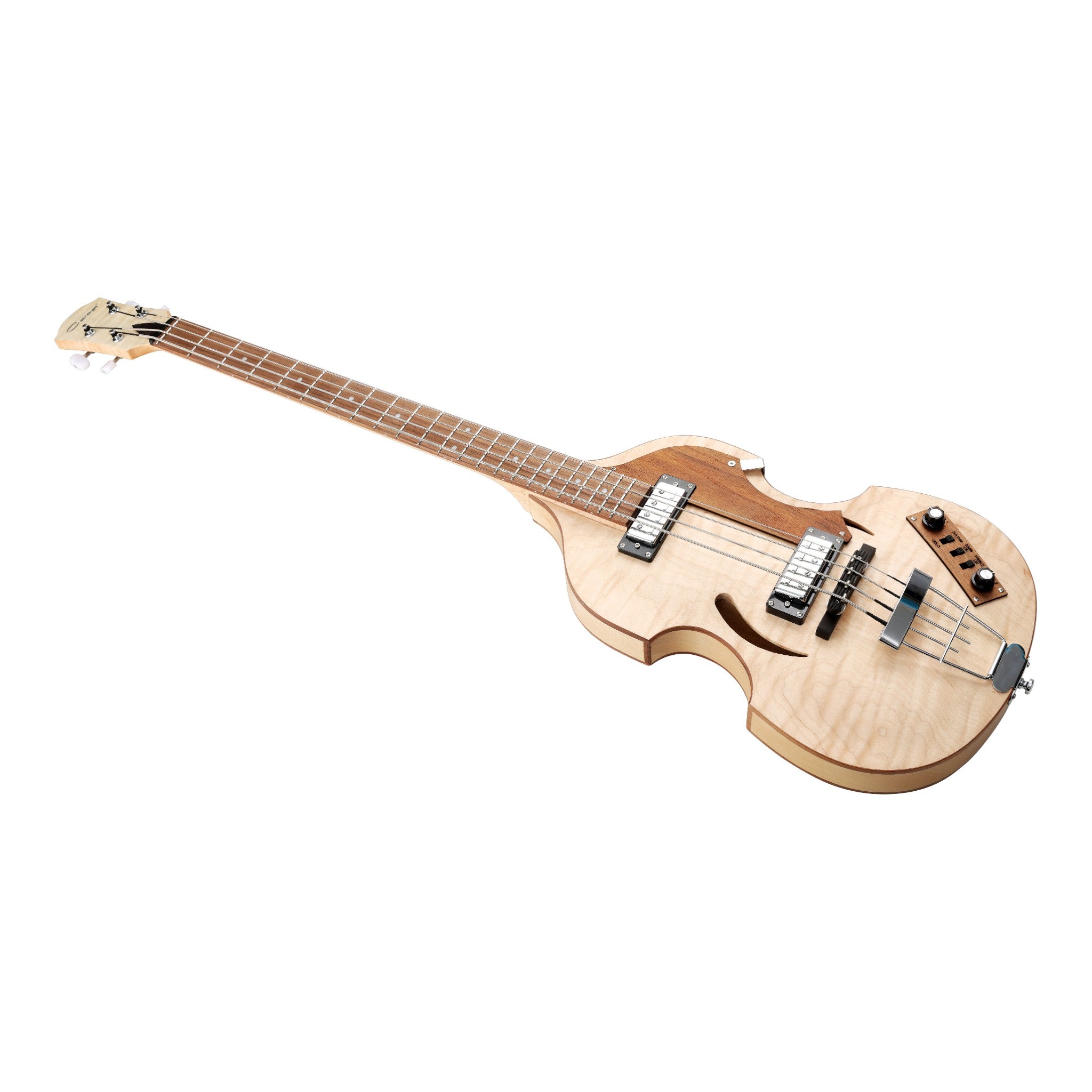 Caraya Flamed Maple 4-String Semi-Hollow Violin Bass Guitar  SBG008