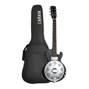 Caraya SDG80 Hybrid Electric-Acoustic Resonator Guitar – Okoume, Satin Black