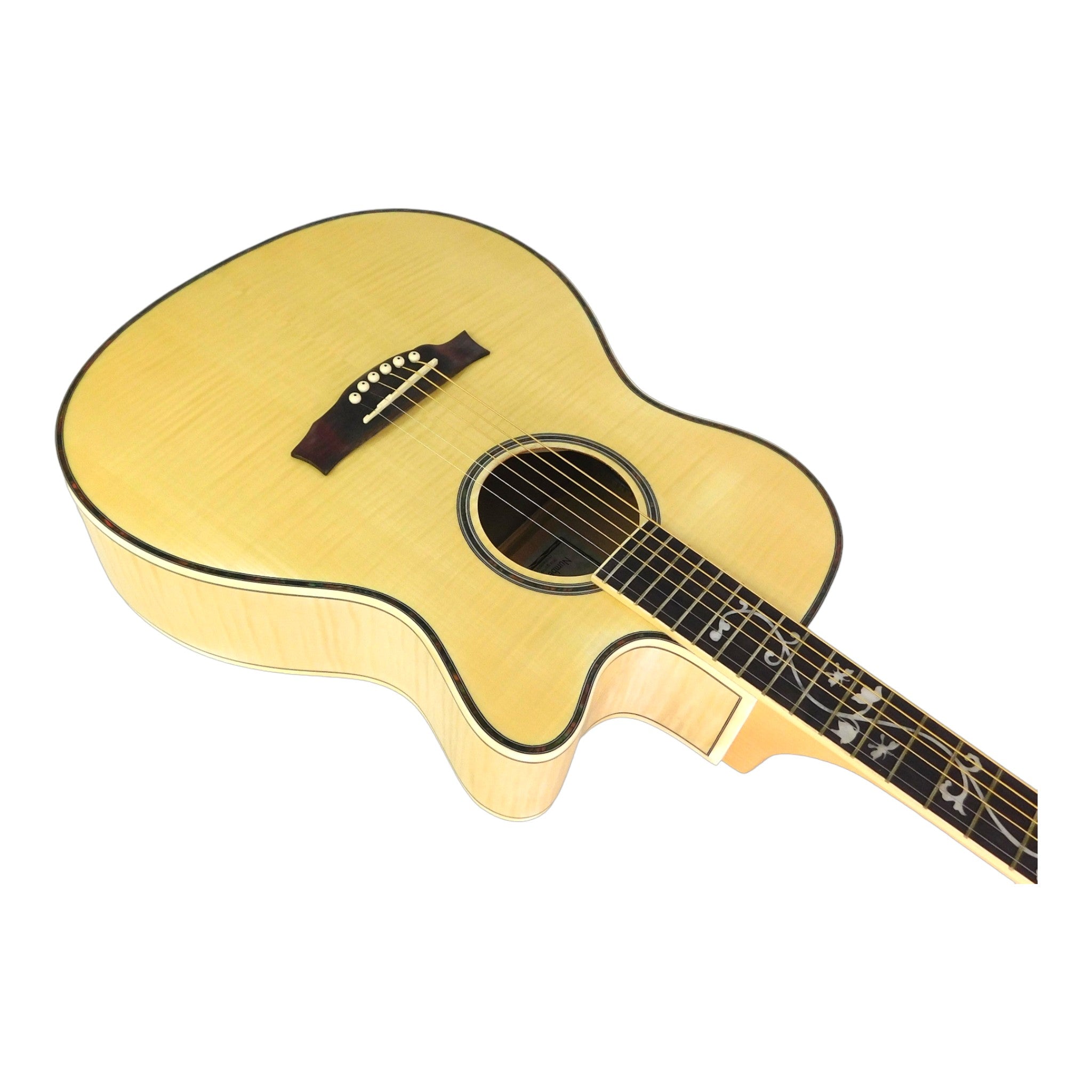 Caraya SDG837CEQN All Flame Maple Built-In Pickups/Tuner Cutaway Acoustic Guitar - Natural