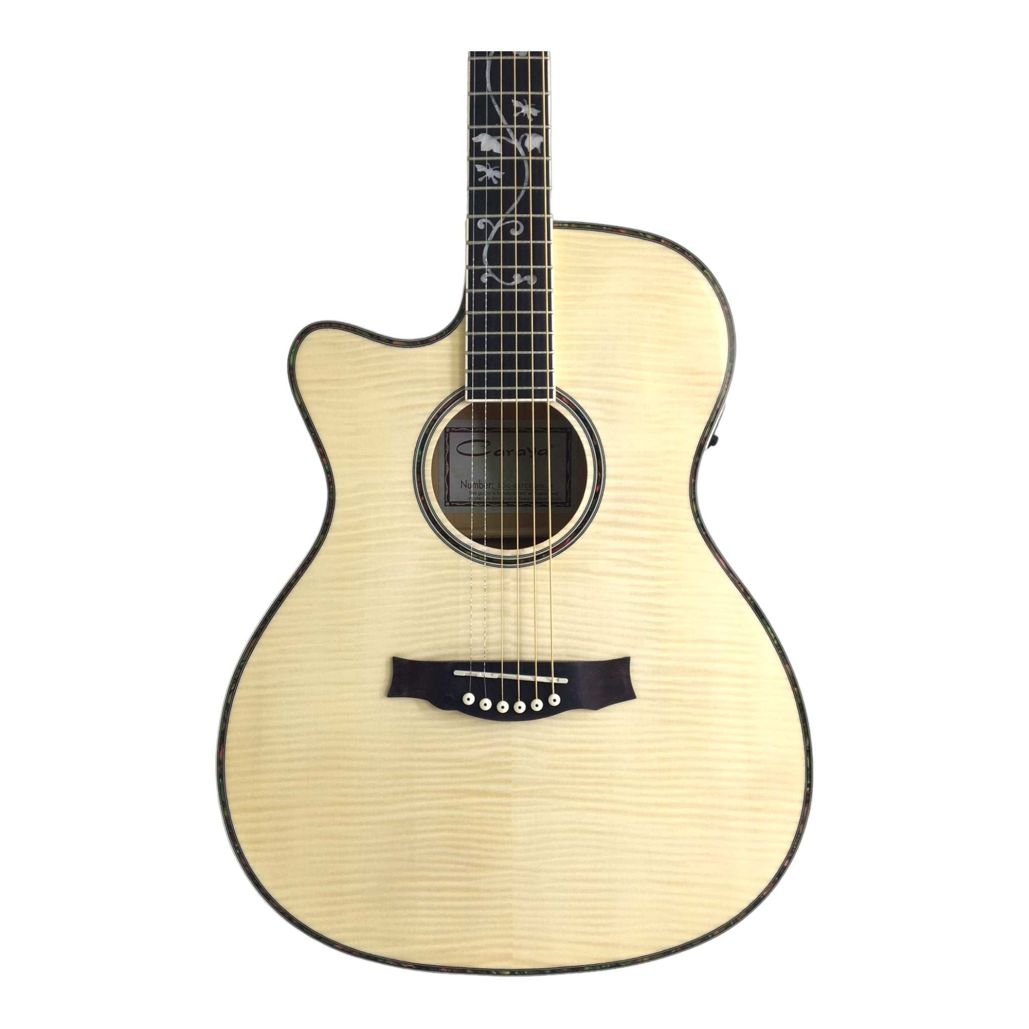 Caraya SDG837CEQNLH Left-Handed All Maple Built-In Pickups/Tuner Acoustic Guitar - Natural
