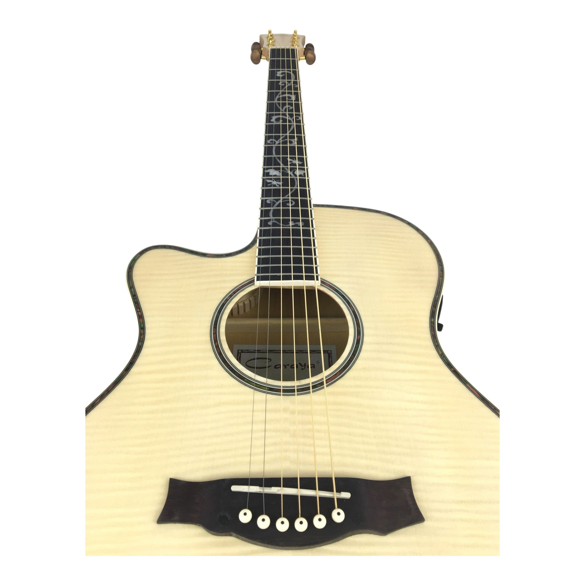 Caraya SDG837CEQNLH Left-Handed All Maple Built-In Pickups/Tuner Acoustic Guitar - Natural