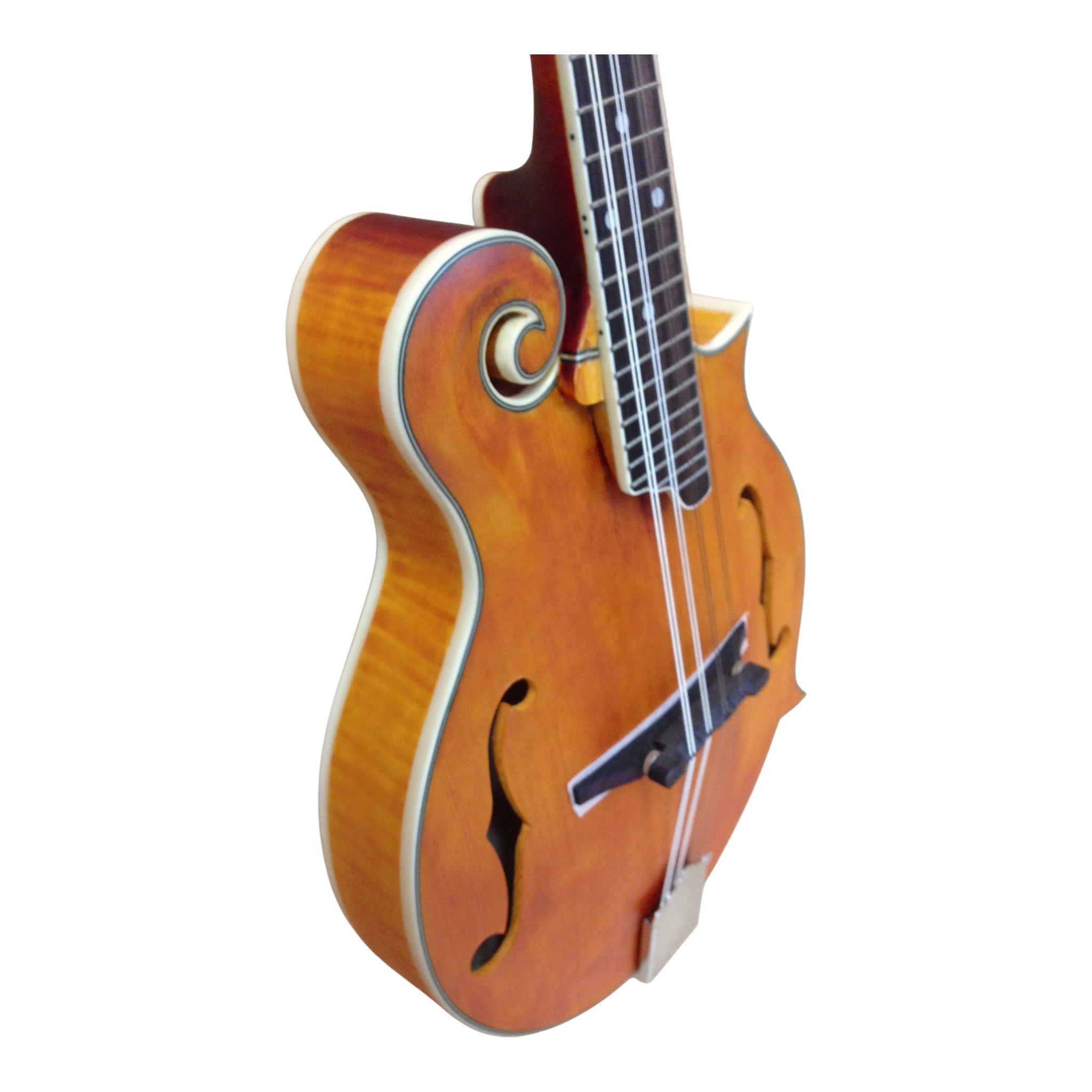 Caraya SMA938 Solid Spruce Top & Flamed Maple F-Style Mandolin in Natural Satin