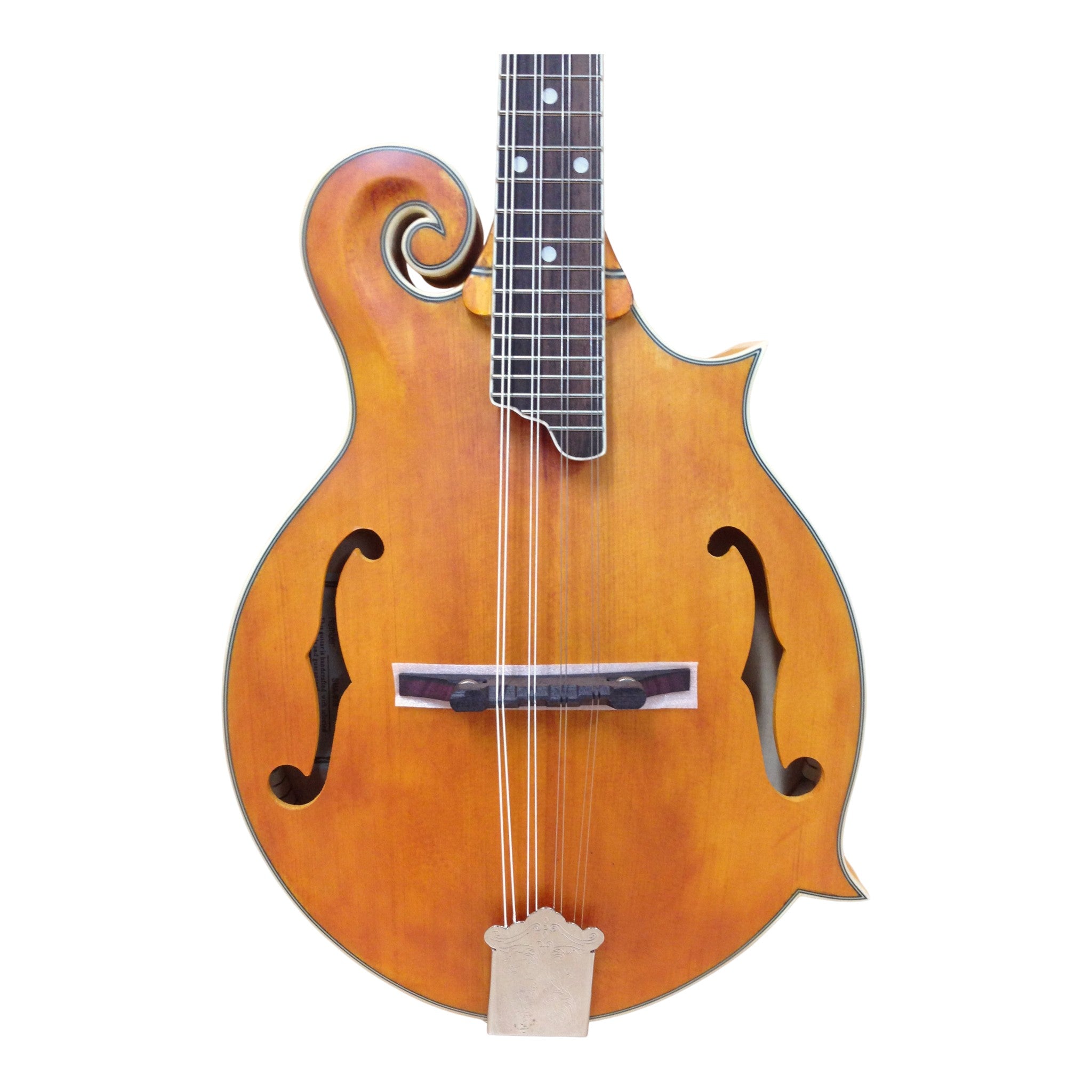 Caraya SMA938 Solid Spruce Top & Flamed Maple F-Style Mandolin in Natural Satin