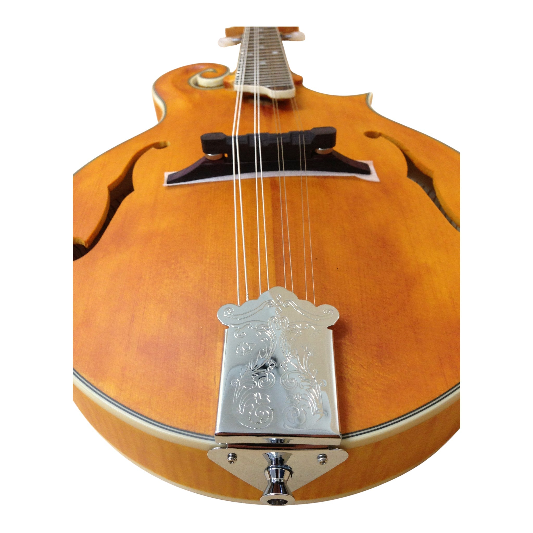 Caraya SMA938 Solid Spruce Top & Flamed Maple F-Style Mandolin in Natural Satin