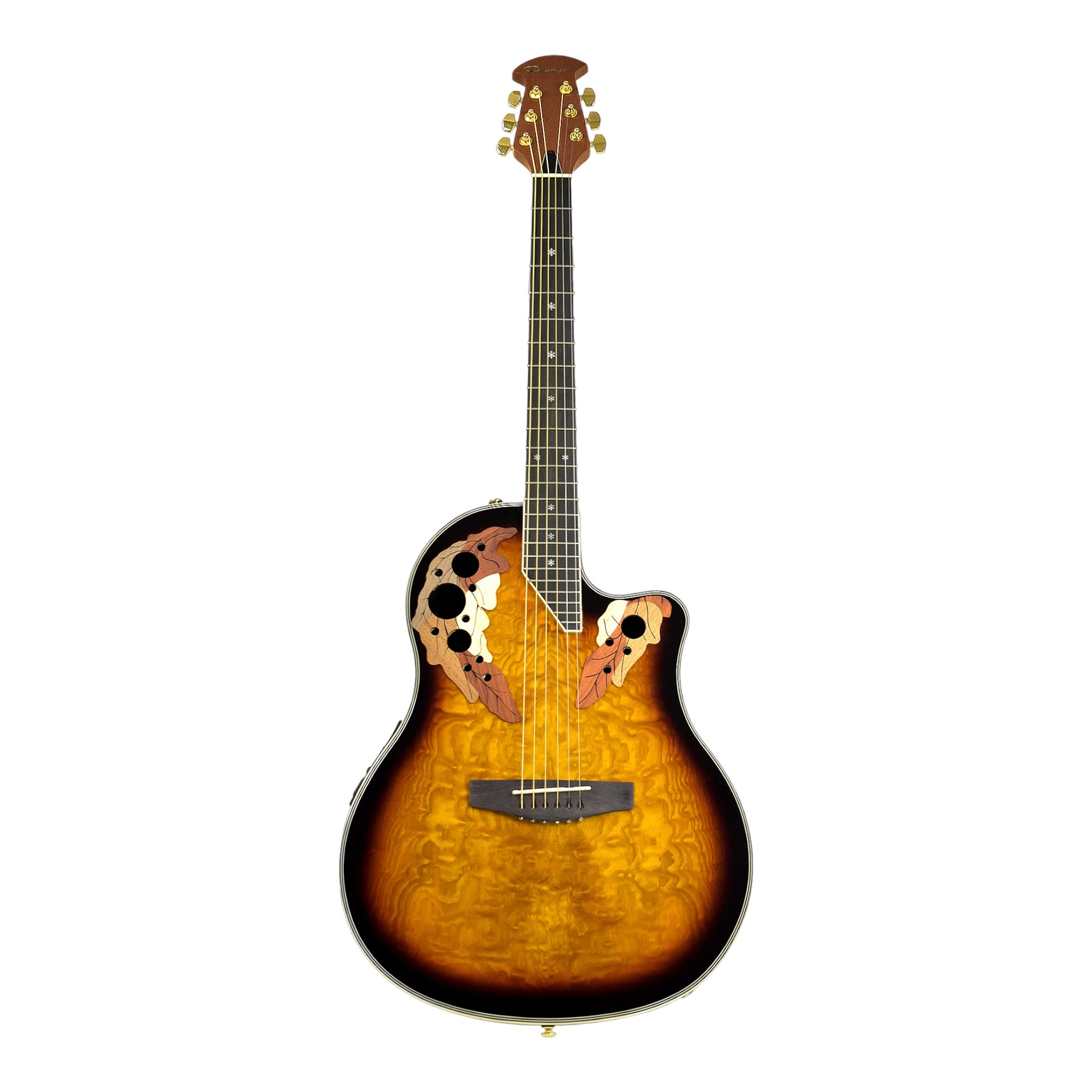 Caraya SP723CEQBS Roundback Built-In Pickups Fibre Glass Back Acoustic Guitar - Sunburst with Accessories and 10W Amp. (Optional)