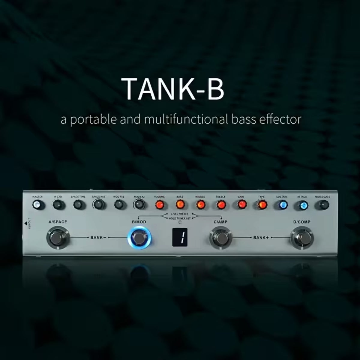 M-VAVE TANKB Rechargable Electric Bass Multi-Effects Processor w/ Built-In Looper & USB Audio Interface