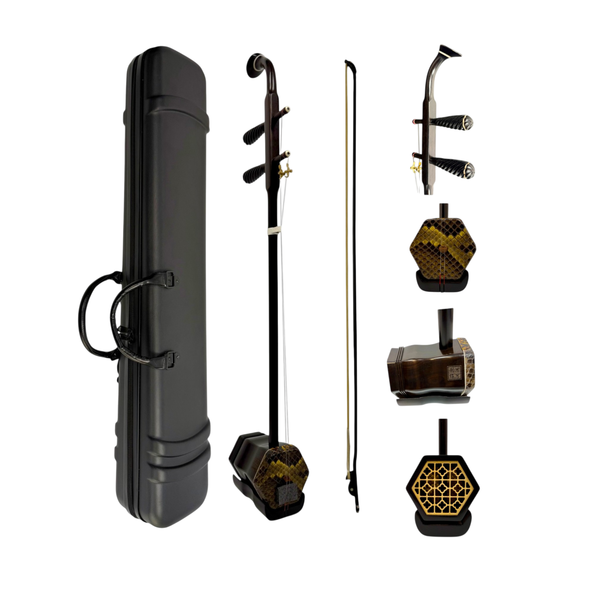 Coco CE007CT Professional-Grade Ebony Erhu Outfit with Hard Case & Accessories