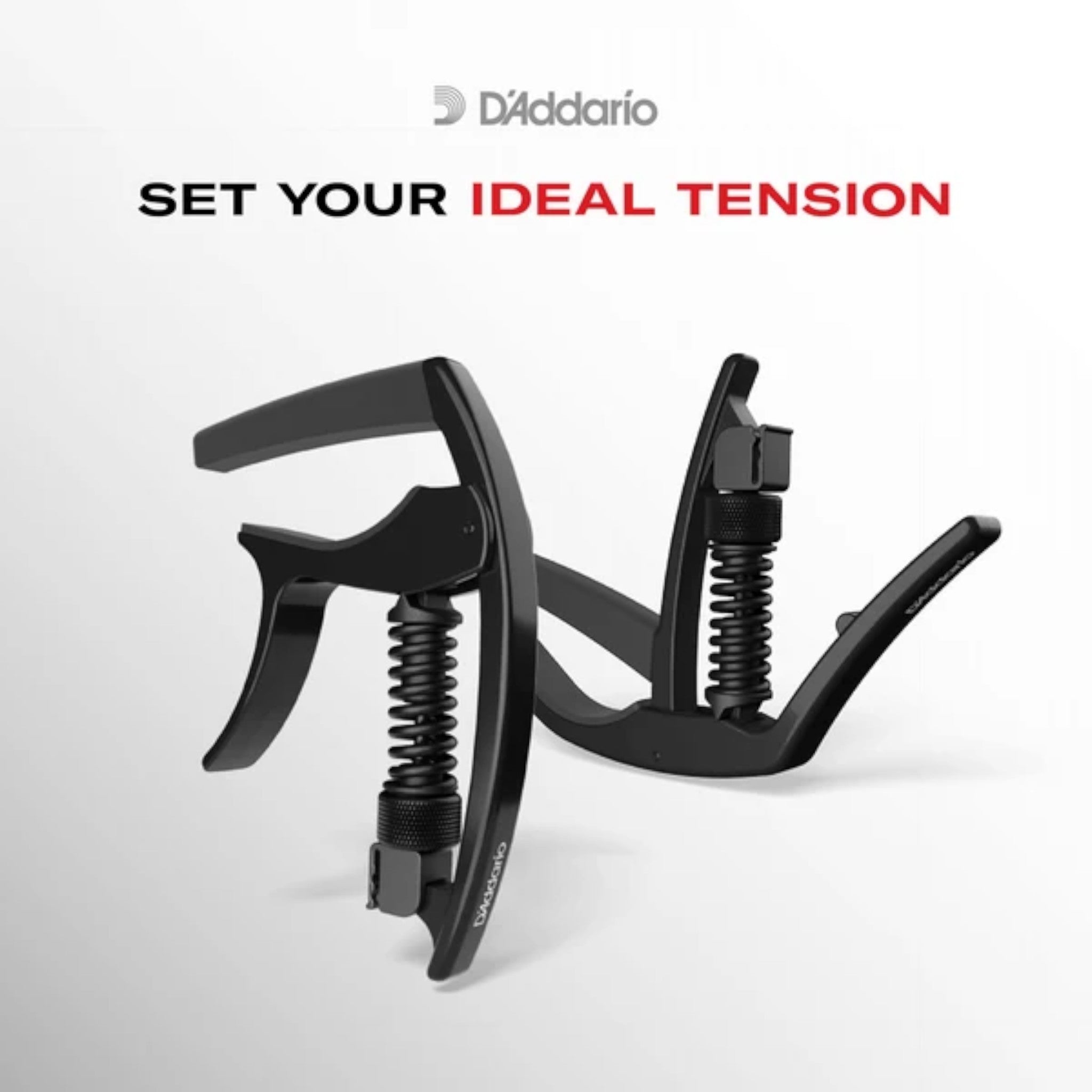 D'Addario PWCP09 Aluminium Adjustable Trigger-Type "Tri-Action" Capo for 6-String Guitars - Black