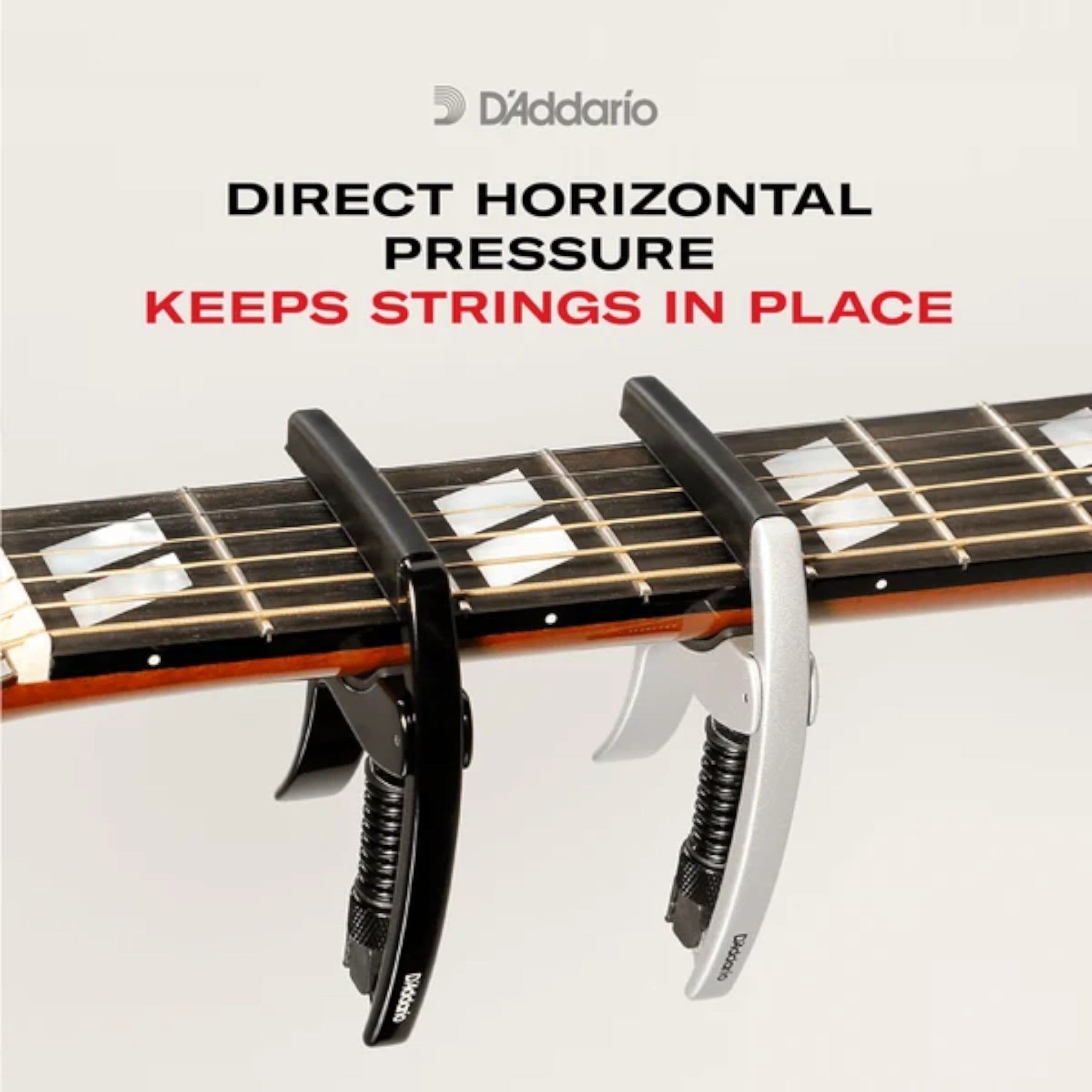 D'Addario PWCP09 Aluminium Adjustable Trigger-Type "Tri-Action" Capo for 6-String Guitars - Black