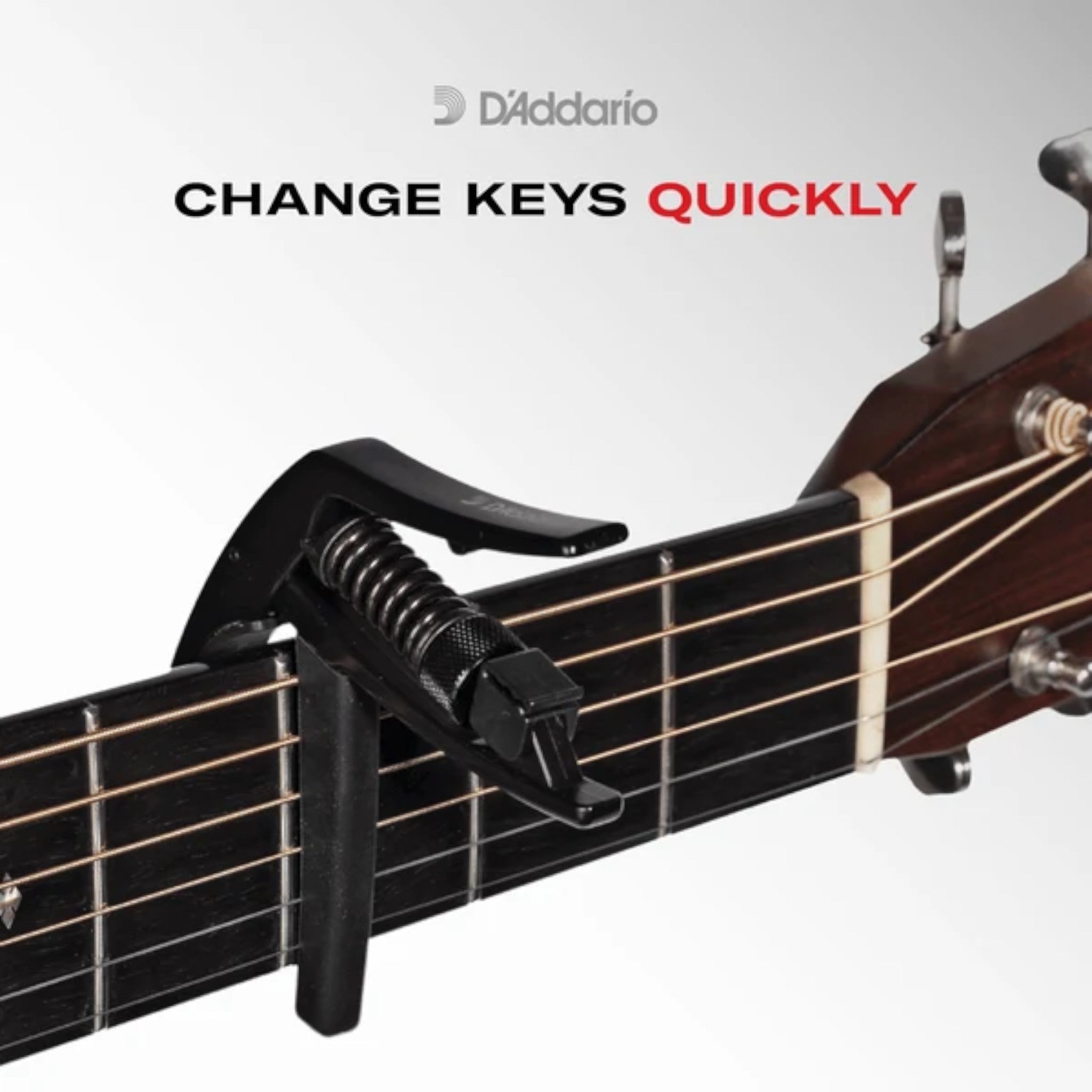 D'Addario PWCP09S Aluminium Adjustable Trigger-Type "Tri-Action" Capo for 6-String Guitars - Silver