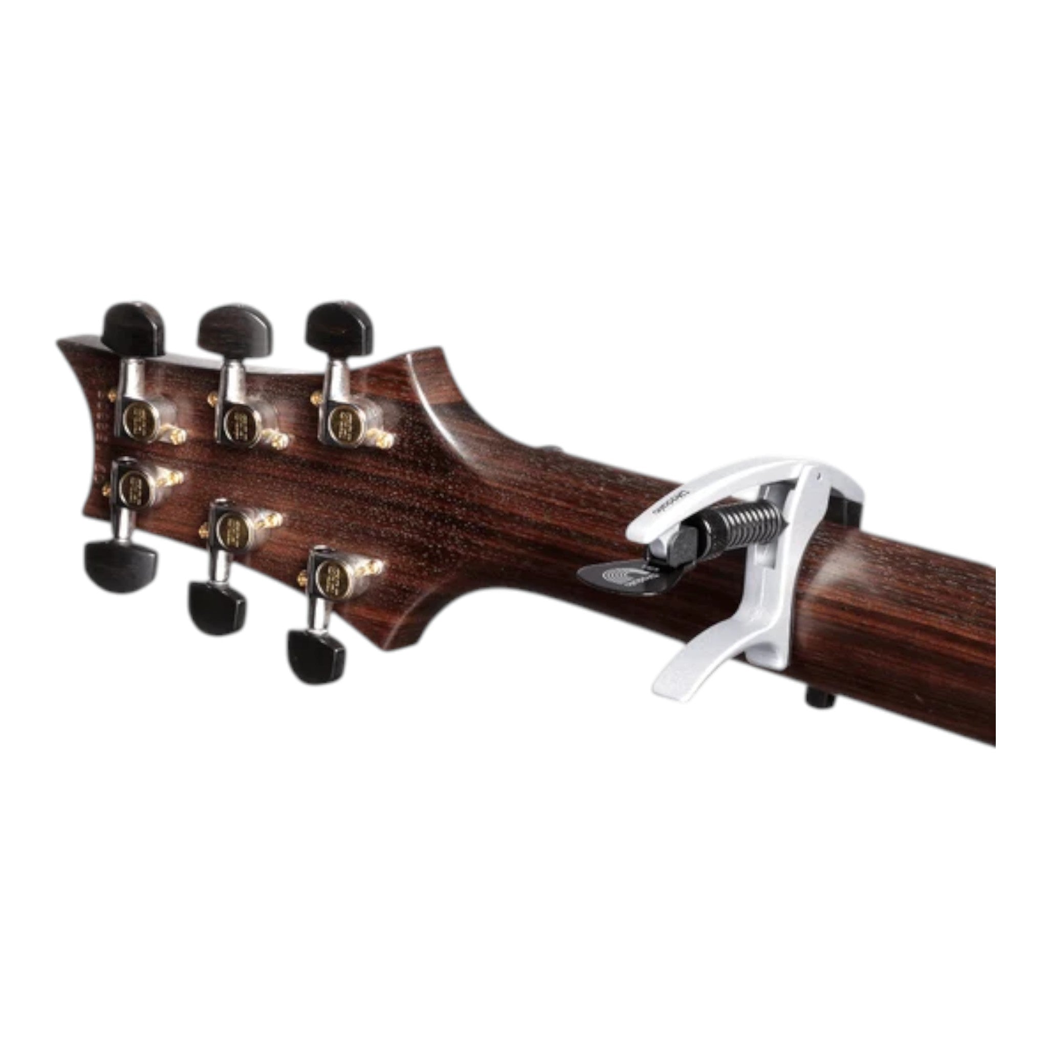 D'Addario PWCP09S Aluminium Adjustable Trigger-Type "Tri-Action" Capo for 6-String Guitars - Silver