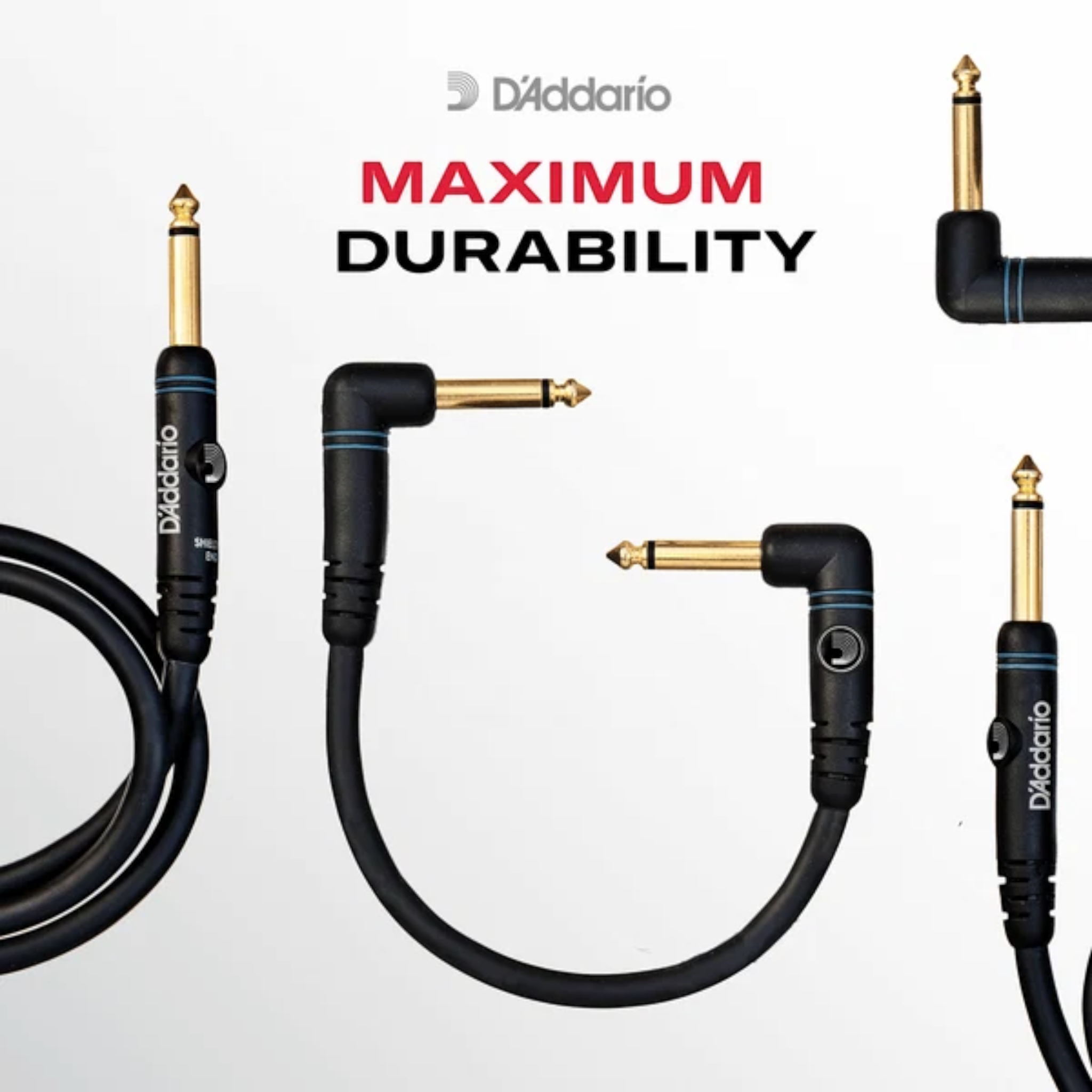 D'Addario Custom Series 1/4" Jack Instrument Cable - Straight-Straight