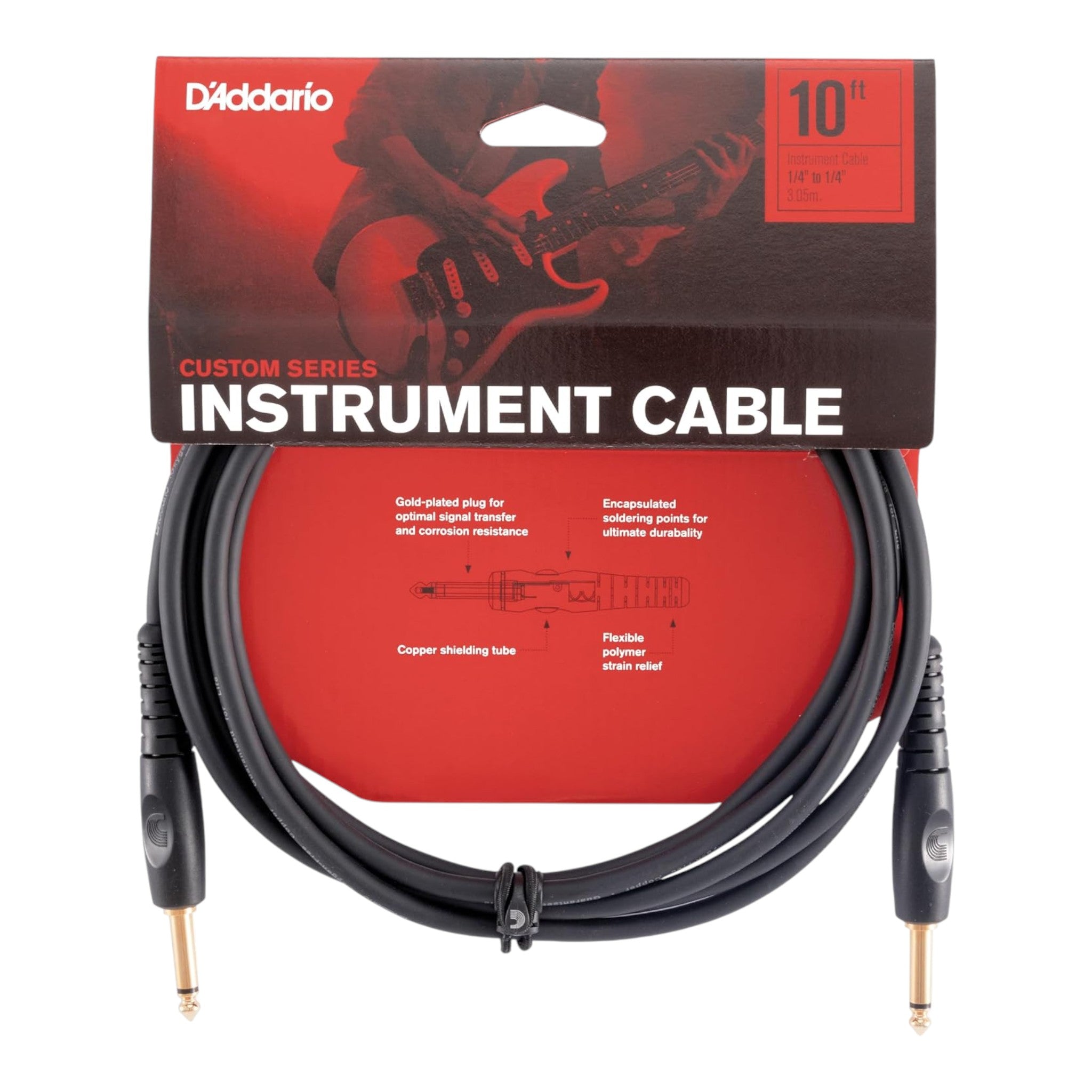 D'Addario Custom Series 1/4" Jack Instrument Cable - Straight-Straight