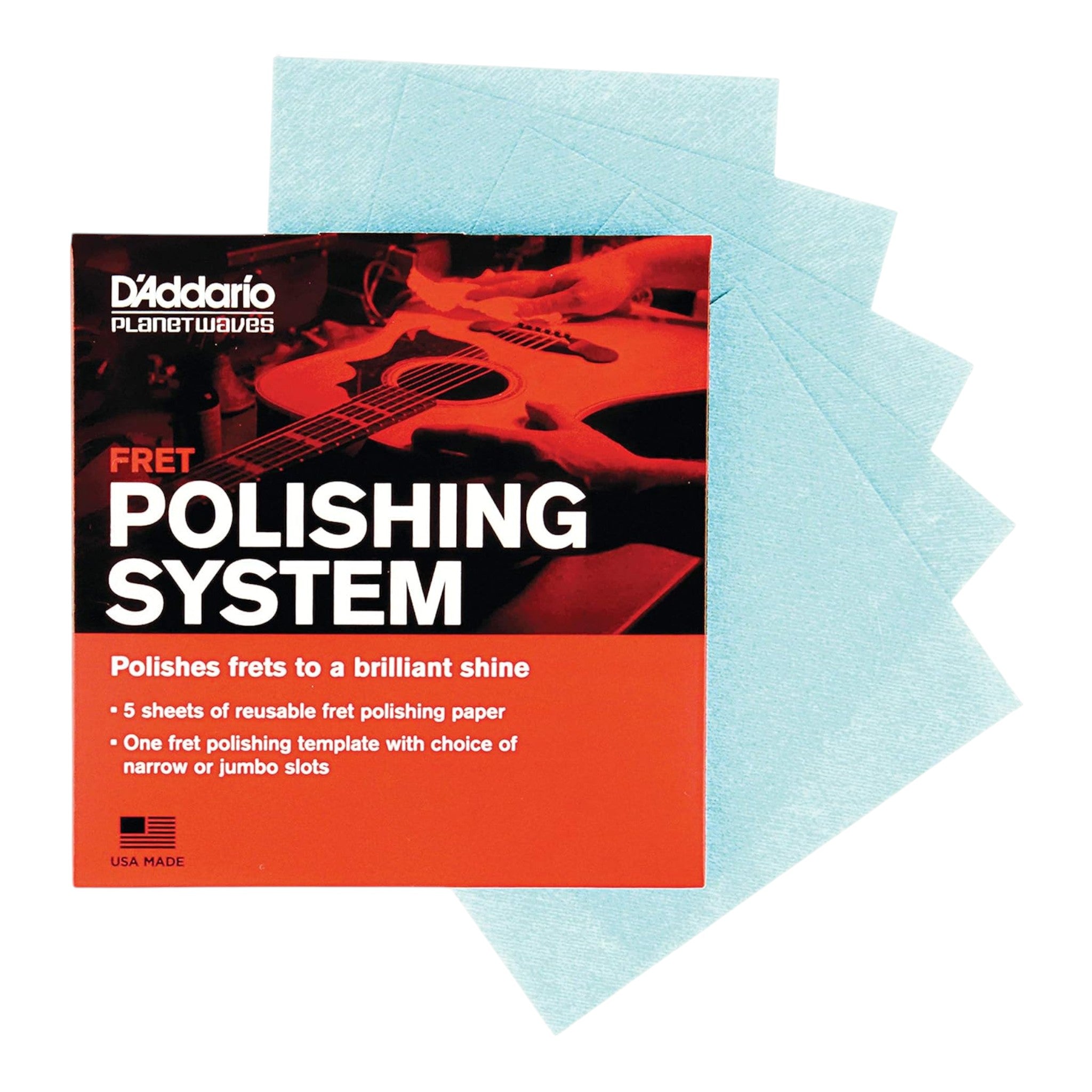 D'Addario PWFRP Fret Polishing Kit - Includes 5pk Polishing Paper & Fret Template
