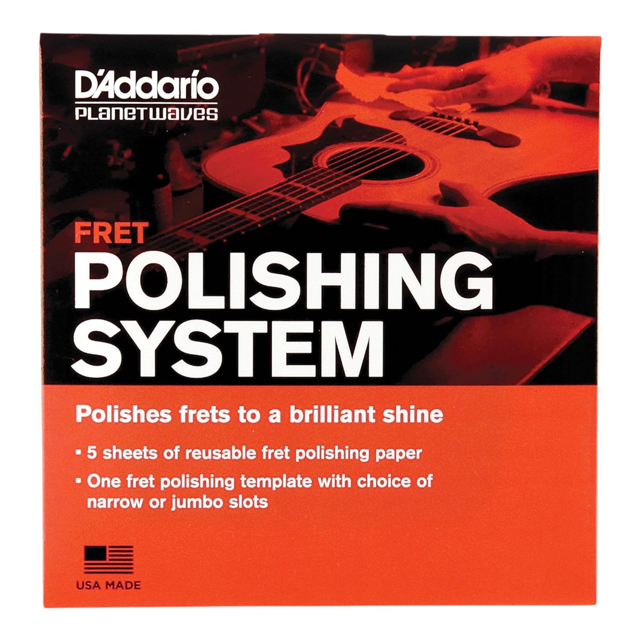D'Addario PWFRP Fret Polishing Kit - Includes 5pk Polishing Paper & Fret Template