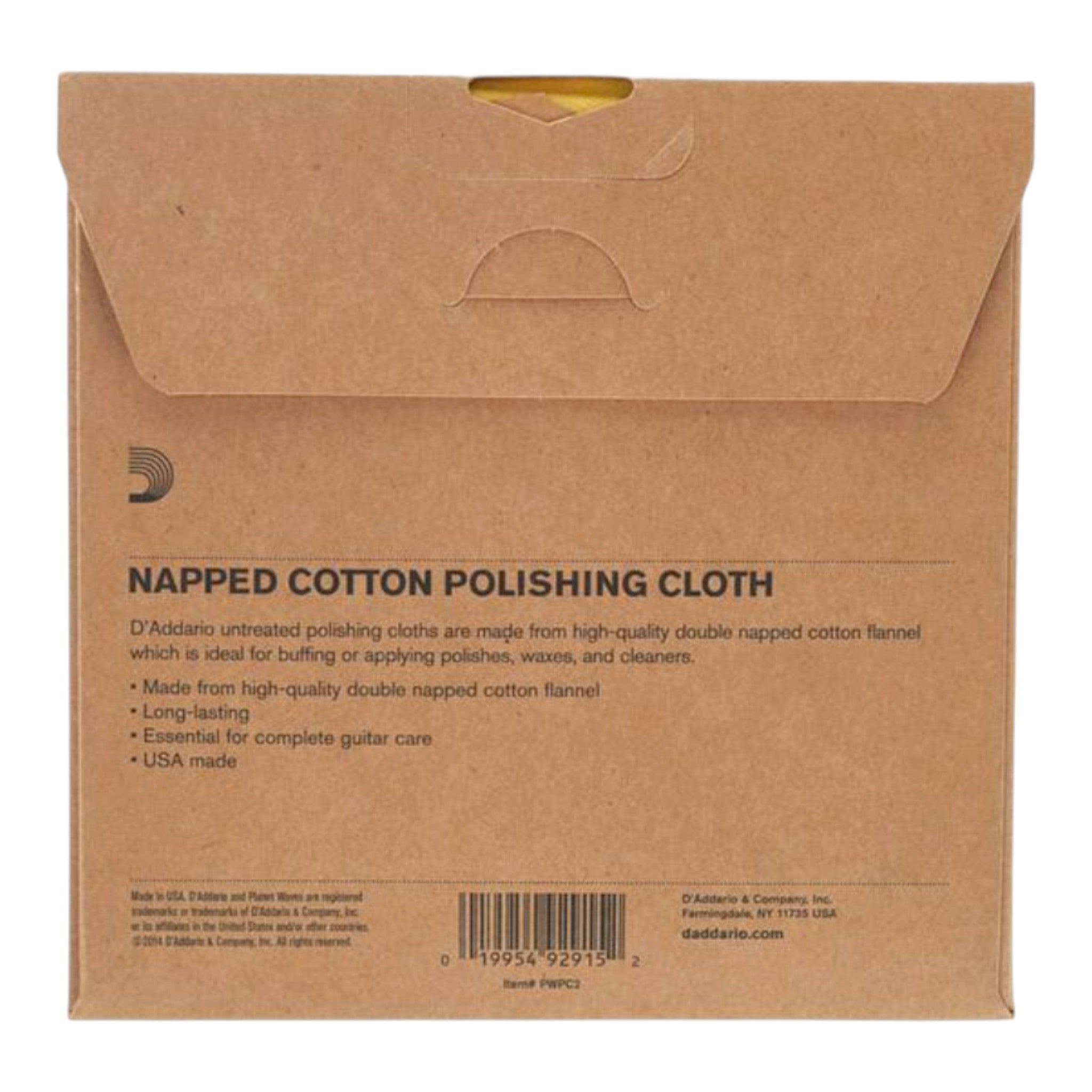 D'Addario PWPC2 Double Napped Cotton Flannel Polishing & Cleaning Cloth for All Instruments