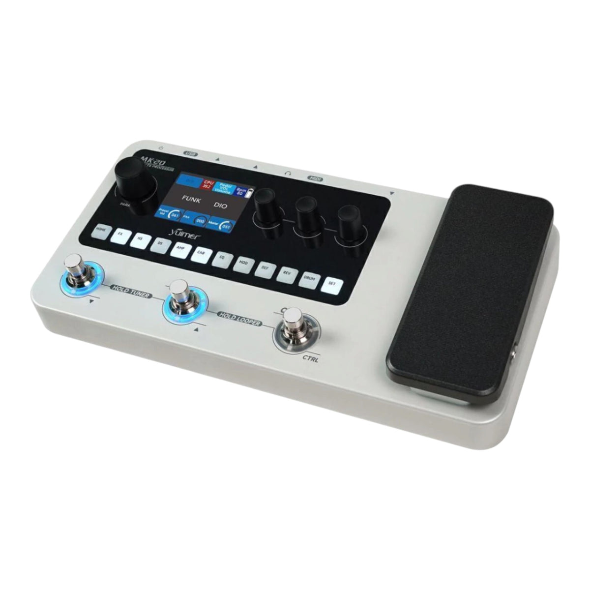Yuimer MK20Y Portable Rechargeable 3-Switch Guitar & Bass Multi-Effects Floor Processor w/ Built-In Expression Pedal