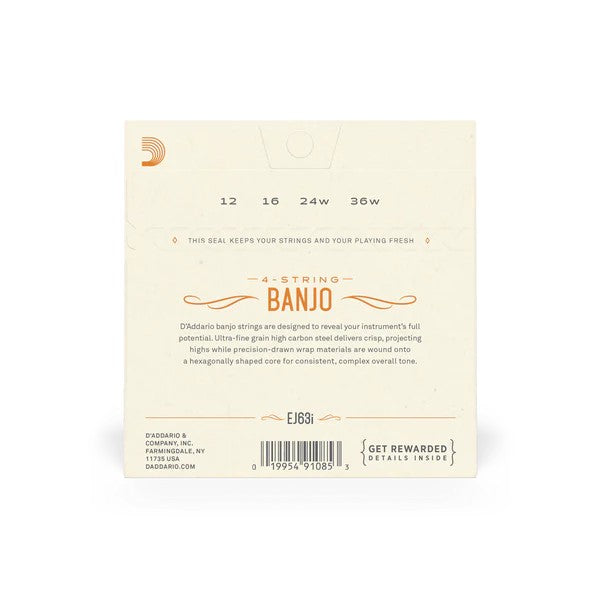 D’Addario 12-36 Nickel Wound Irish Tenor Banjo Strings – Medium (.012-.036) (EJ63I)