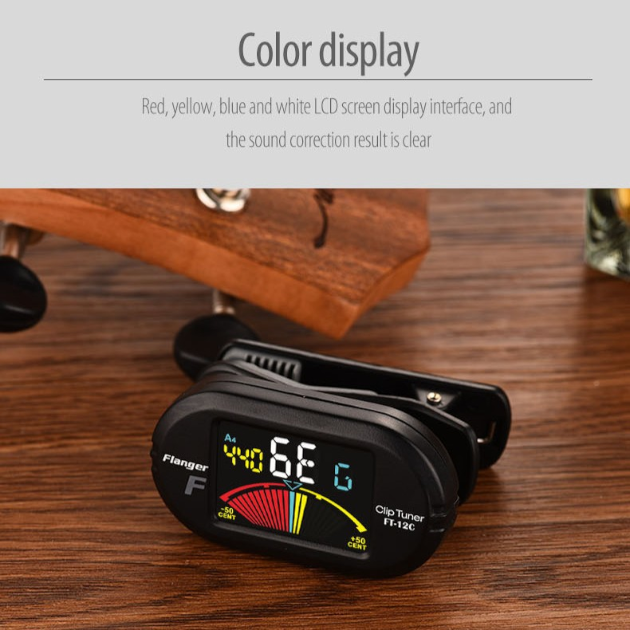 (PREORDER: Mid OCT 2026) Flanger FT12C Chromatic Clip-On Tuner with Colour LCD Display - Guitar, Bass, Violin & Ukulele