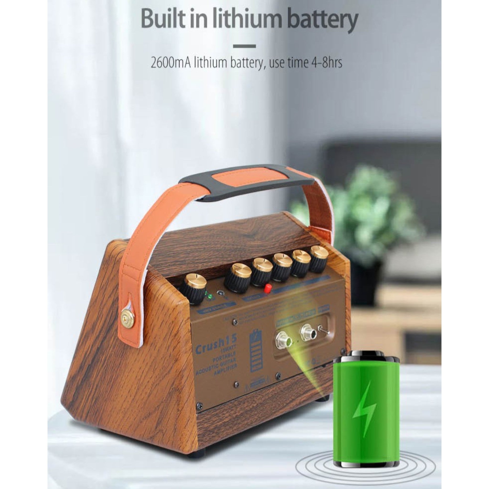 (PREDORDER: MID OCT 2026) Flatsons CRUSH15 15W Portable Rechargable Acoustic Guitar Amplifier with Bluetooth & Microphone Input