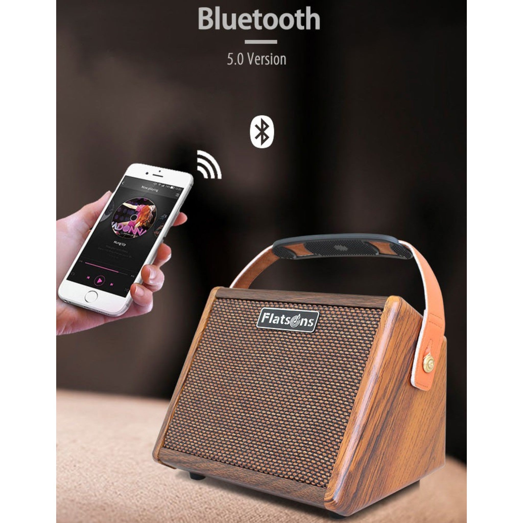 (PREDORDER: MID OCT 2026) Flatsons CRUSH15 15W Portable Rechargable Acoustic Guitar Amplifier with Bluetooth & Microphone Input